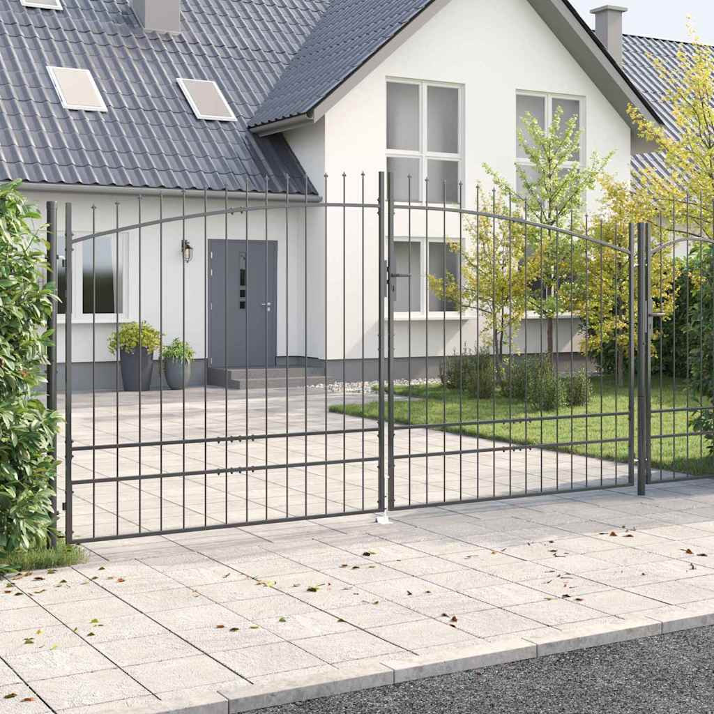 Dubbele Poort met slot Woerden Grijs 400 x 249,5 cm Staal is nu te koop bij PeponiXL, paradijselijk wonen!