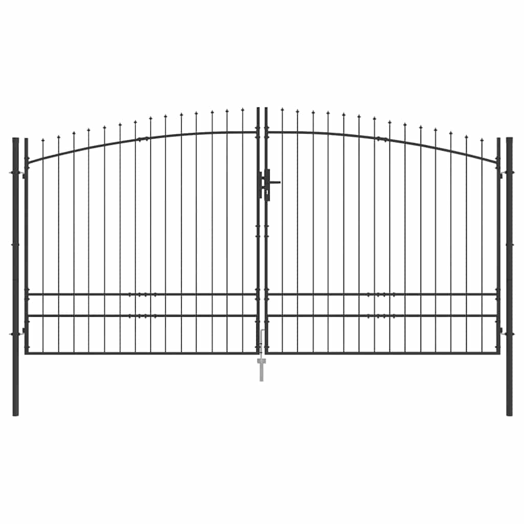 Dubbele Poort met slot Woerden Grijs 400 x 249,5 cm Staal is nu te koop bij PeponiXL, paradijselijk wonen!