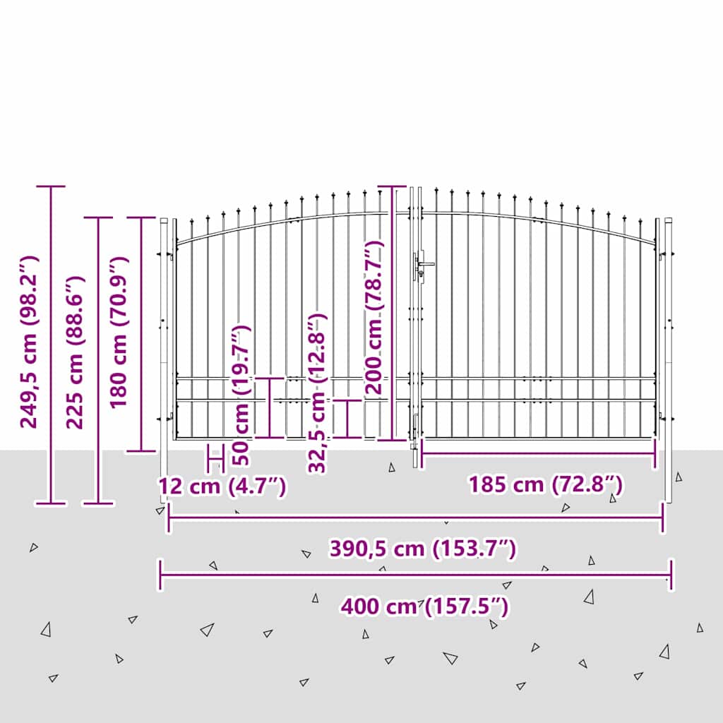 Dubbele Poort met slot Woerden Grijs 400 x 249,5 cm Staal is nu te koop bij PeponiXL, paradijselijk wonen!