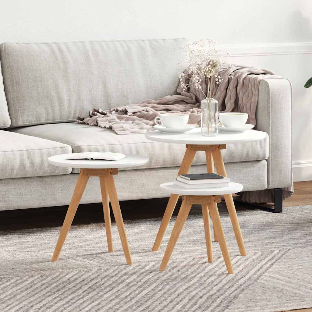 Salontafel 3 pcs Bruin Massief Notenhout is nu te koop bij PeponiXL, paradijselijk wonen!