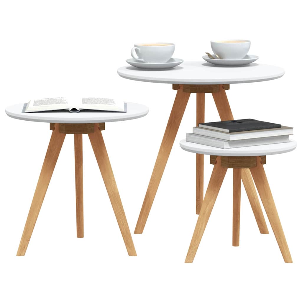 Salontafel 3 pcs Bruin Massief Notenhout is nu te koop bij PeponiXL, paradijselijk wonen!
