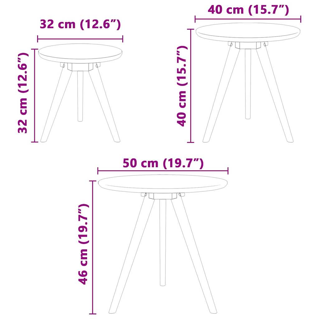 Salontafel 3 pcs Bruin Massief Notenhout is nu te koop bij PeponiXL, paradijselijk wonen!
