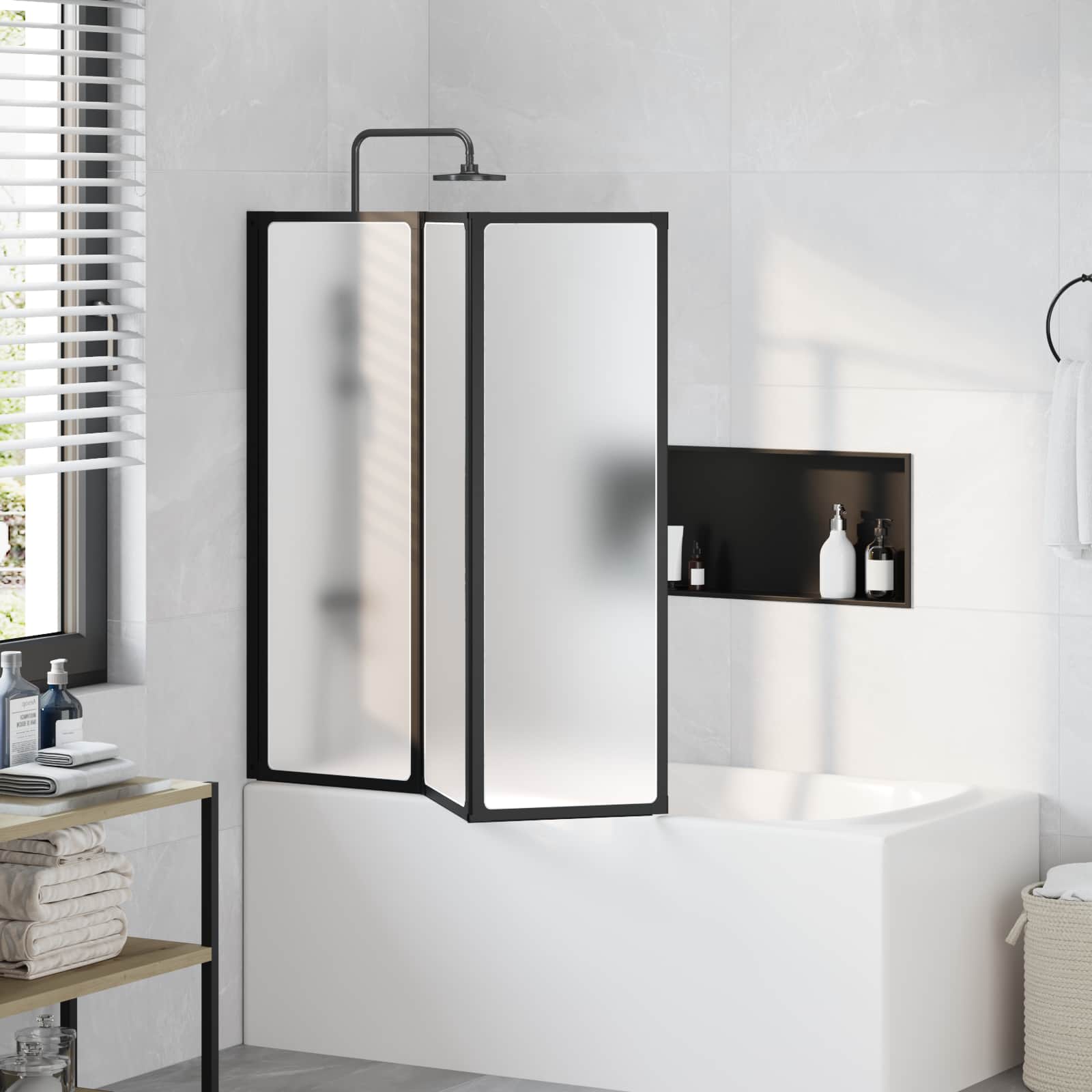 Douchescherm Zwart 120 x 2 x 117 cm Aluminium en PP is nu te koop bij PeponiXL, paradijselijk wonen!
