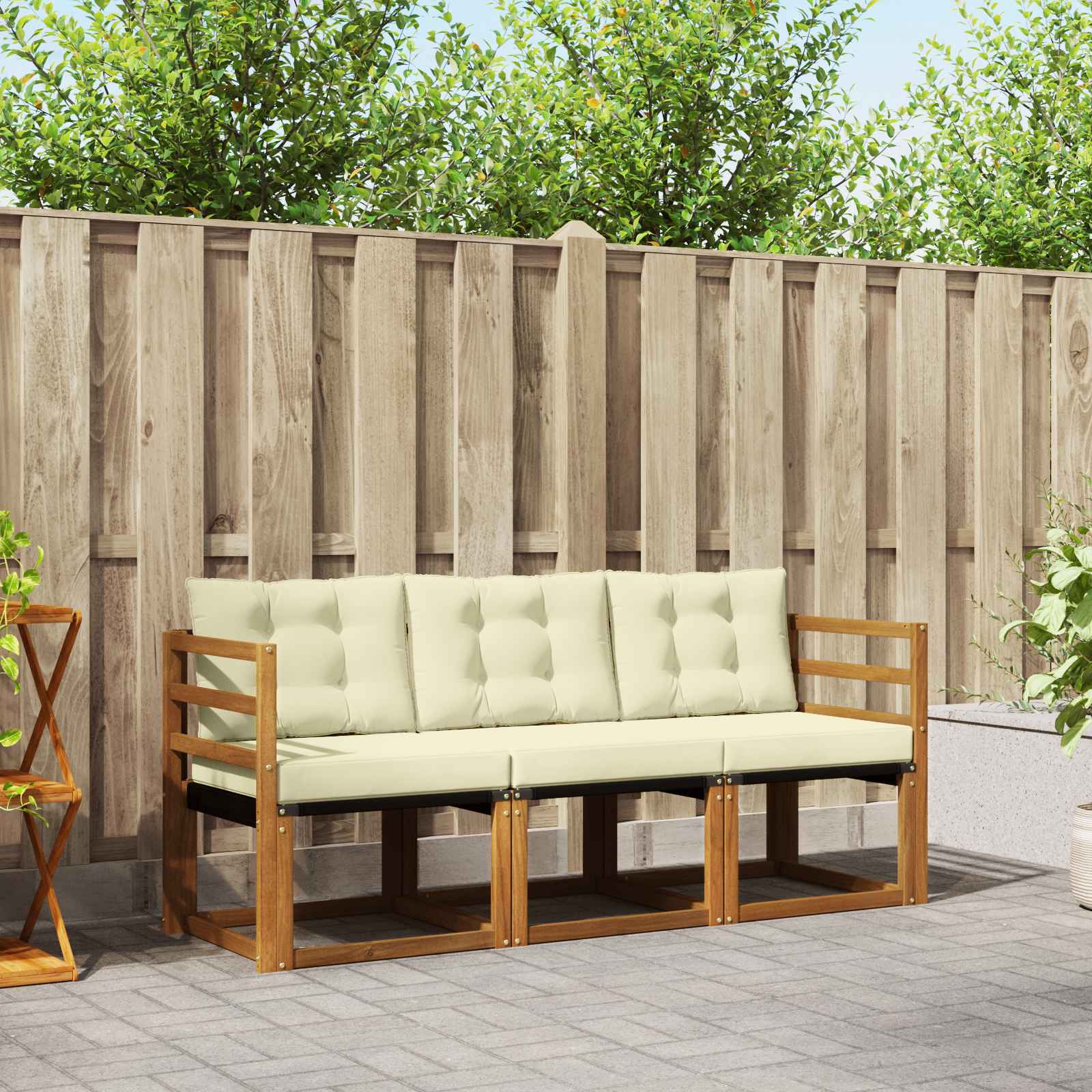 Buiten bankenset met kussen 3 pcs Natuurlijk en Crème is nu te koop bij PeponiXL, paradijselijk wonen!