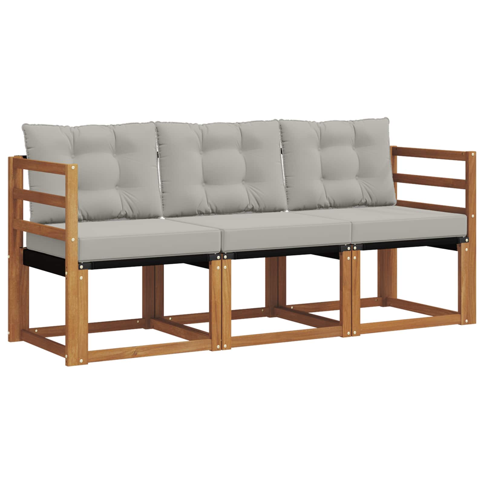Buiten bankenset met kussen 3 pcs Natuurlijk en Lichtgrijs is nu te koop bij PeponiXL, paradijselijk wonen!