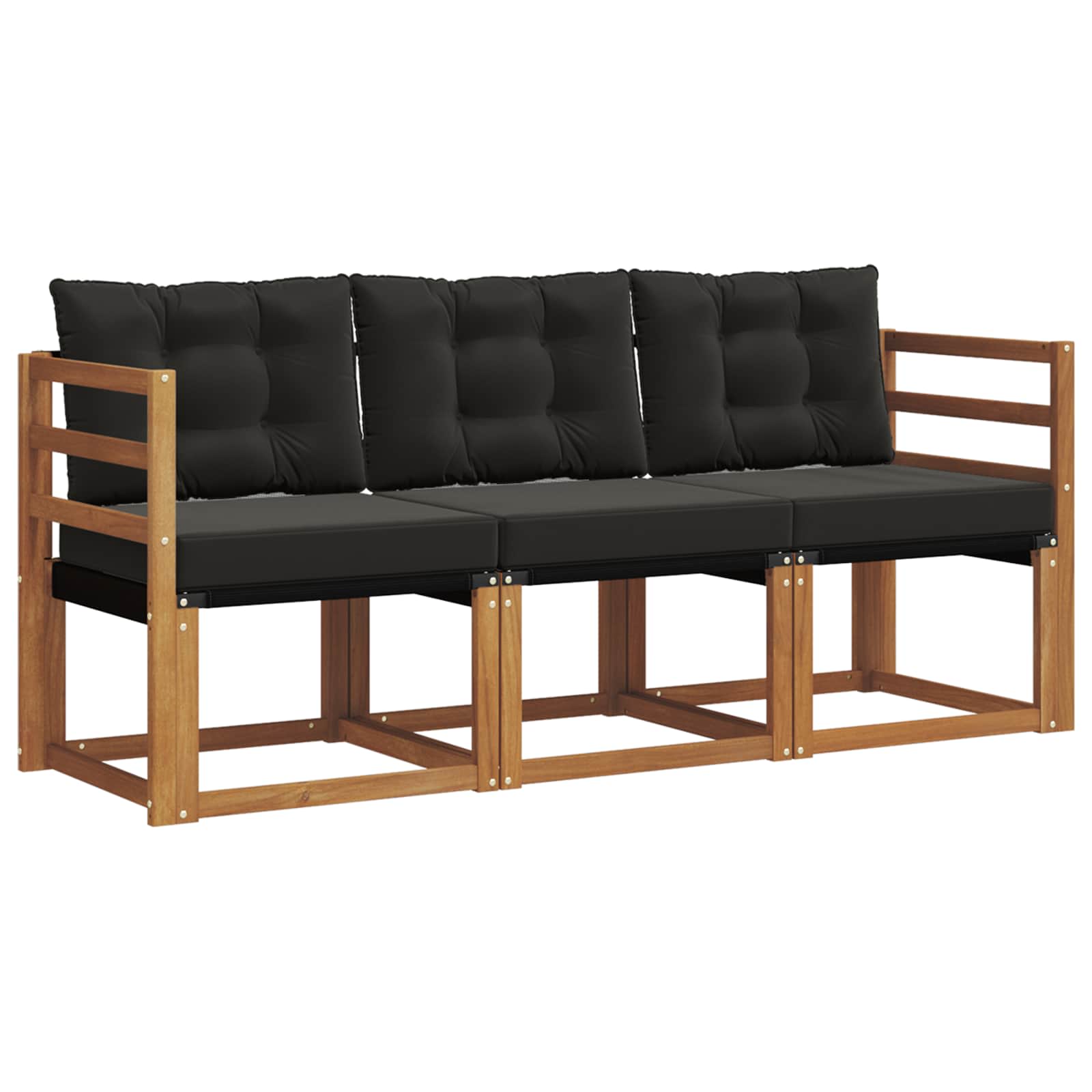 Buiten bankenset met kussen 3 pcs Natuurlijk en Zwart is nu te koop bij PeponiXL, paradijselijk wonen!