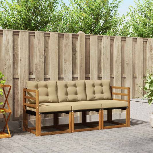 Buiten bankenset met kussen 3 pcs Natuurlijk en Beige is nu te koop bij PeponiXL, paradijselijk wonen!