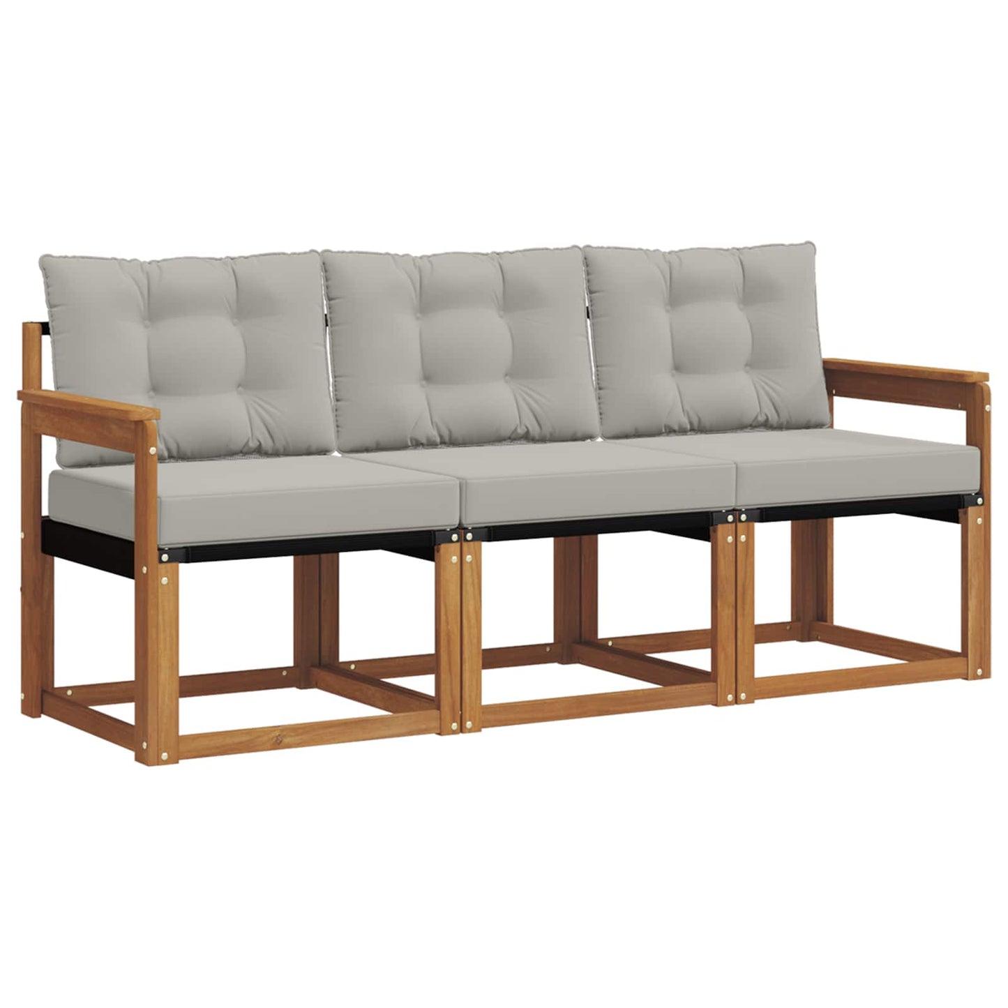 Buiten bankenset met kussen 3 pcs Natuurlijk en Lichtgrijs is nu te koop bij PeponiXL, paradijselijk wonen!
