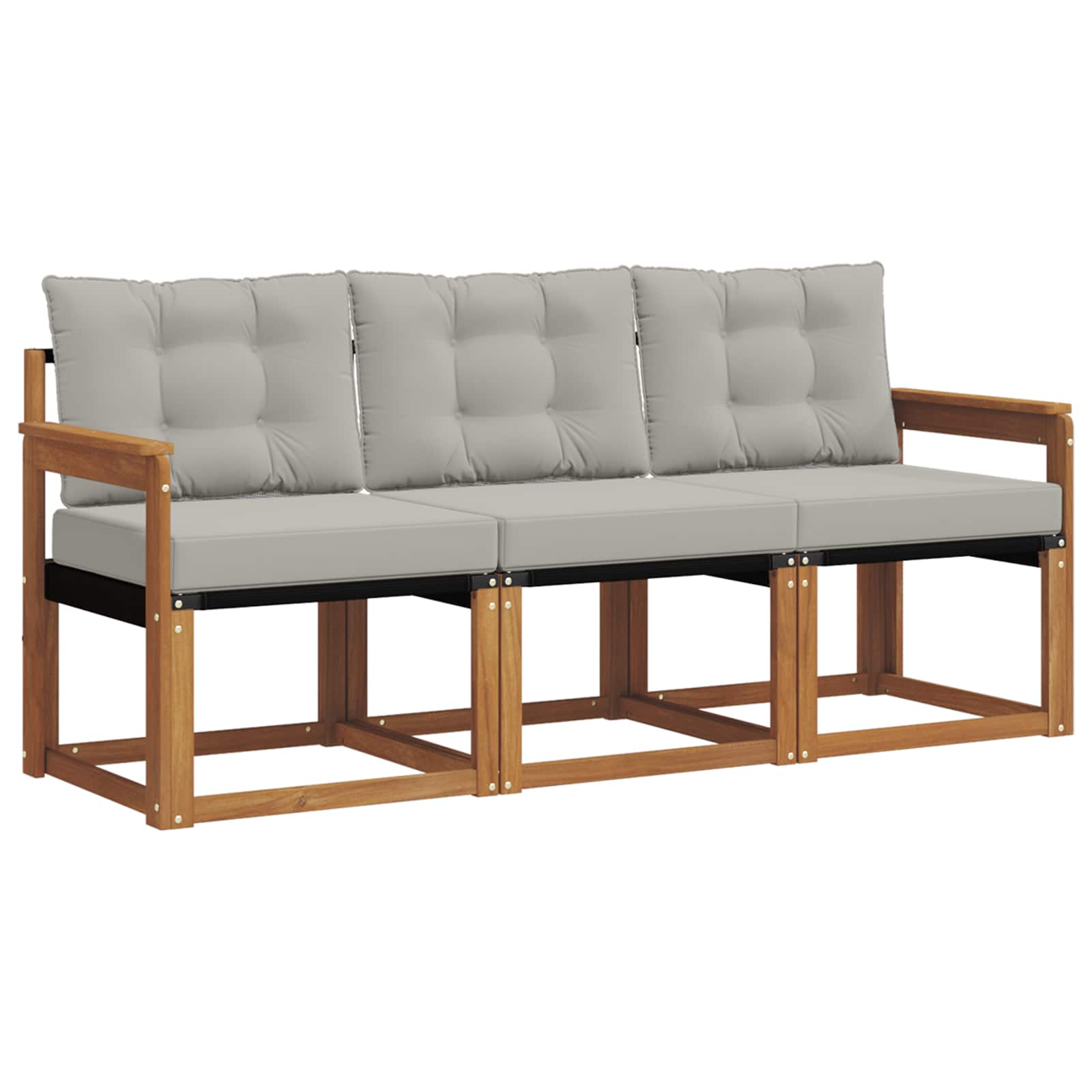 Buiten bankenset met kussen 3 pcs Natuurlijk en Lichtgrijs is nu te koop bij PeponiXL, paradijselijk wonen!