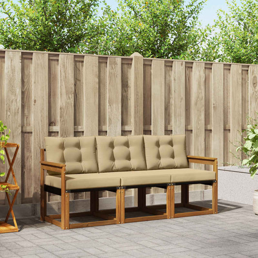 Buiten bankenset met kussen 3 pcs Natuurlijk en Beige is nu te koop bij PeponiXL, paradijselijk wonen!