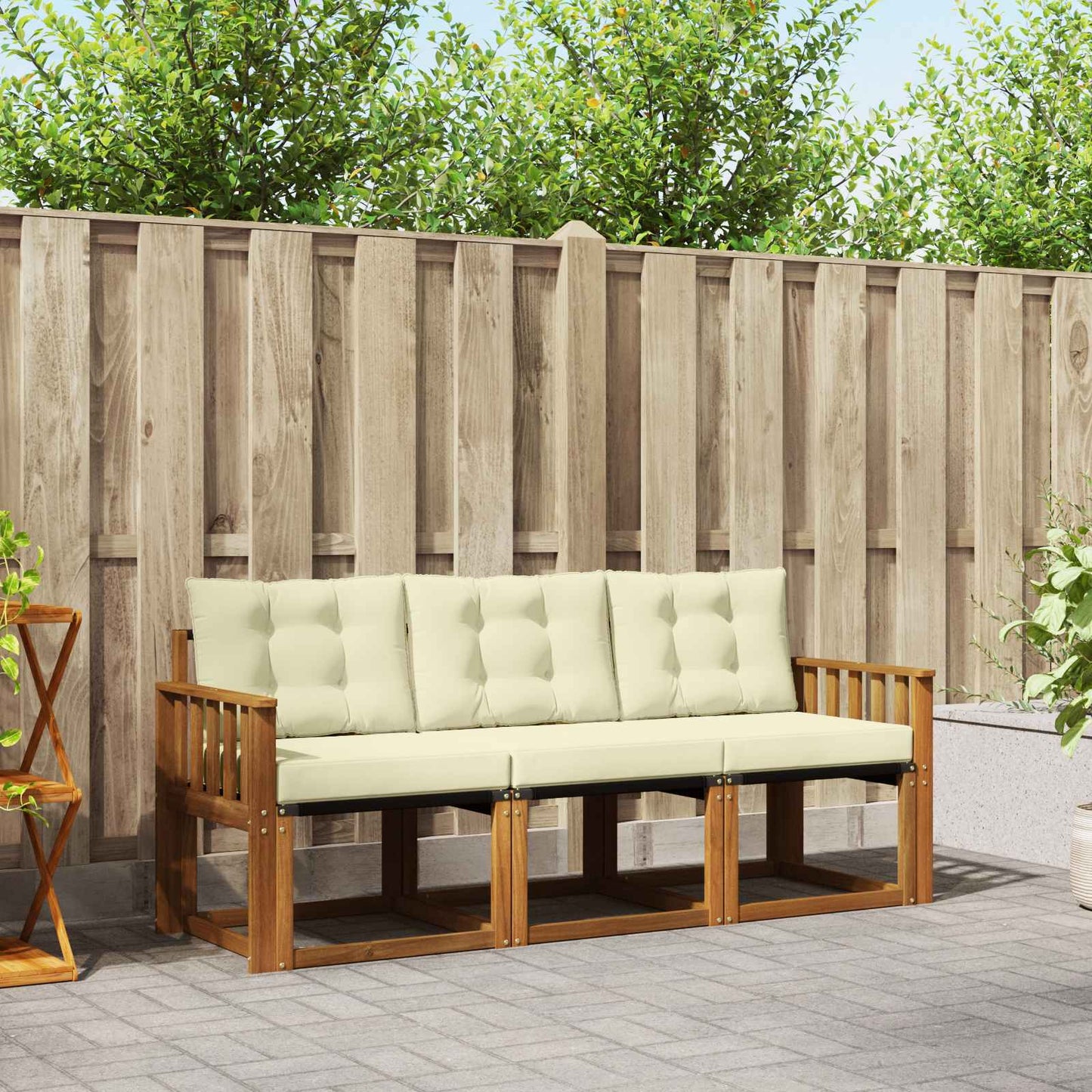 Buiten bankenset met kussen 3 pcs Natuurlijk en Crème is nu te koop bij PeponiXL, paradijselijk wonen!