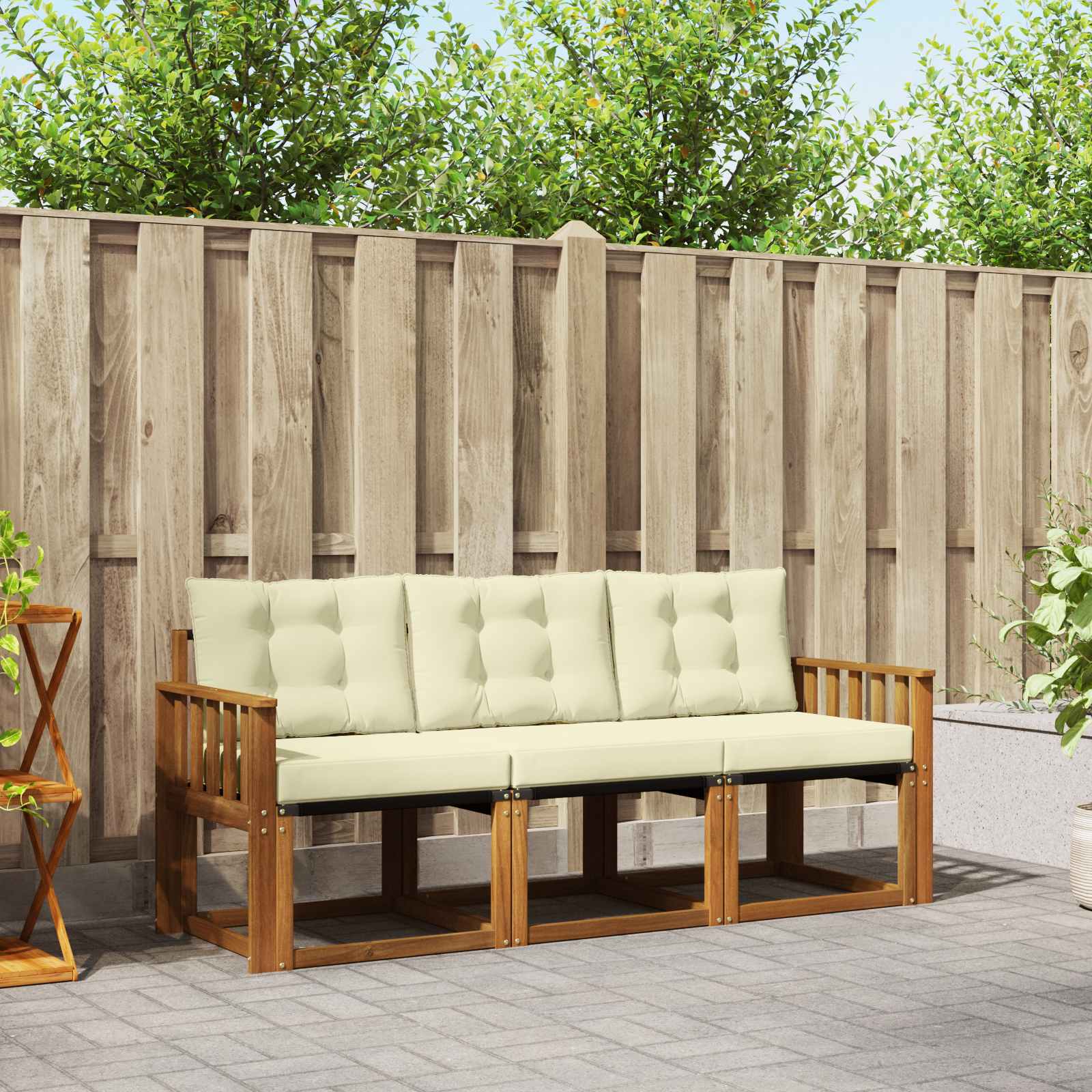 Buiten bankenset met kussen 3 pcs Natuurlijk en Crème is nu te koop bij PeponiXL, paradijselijk wonen!