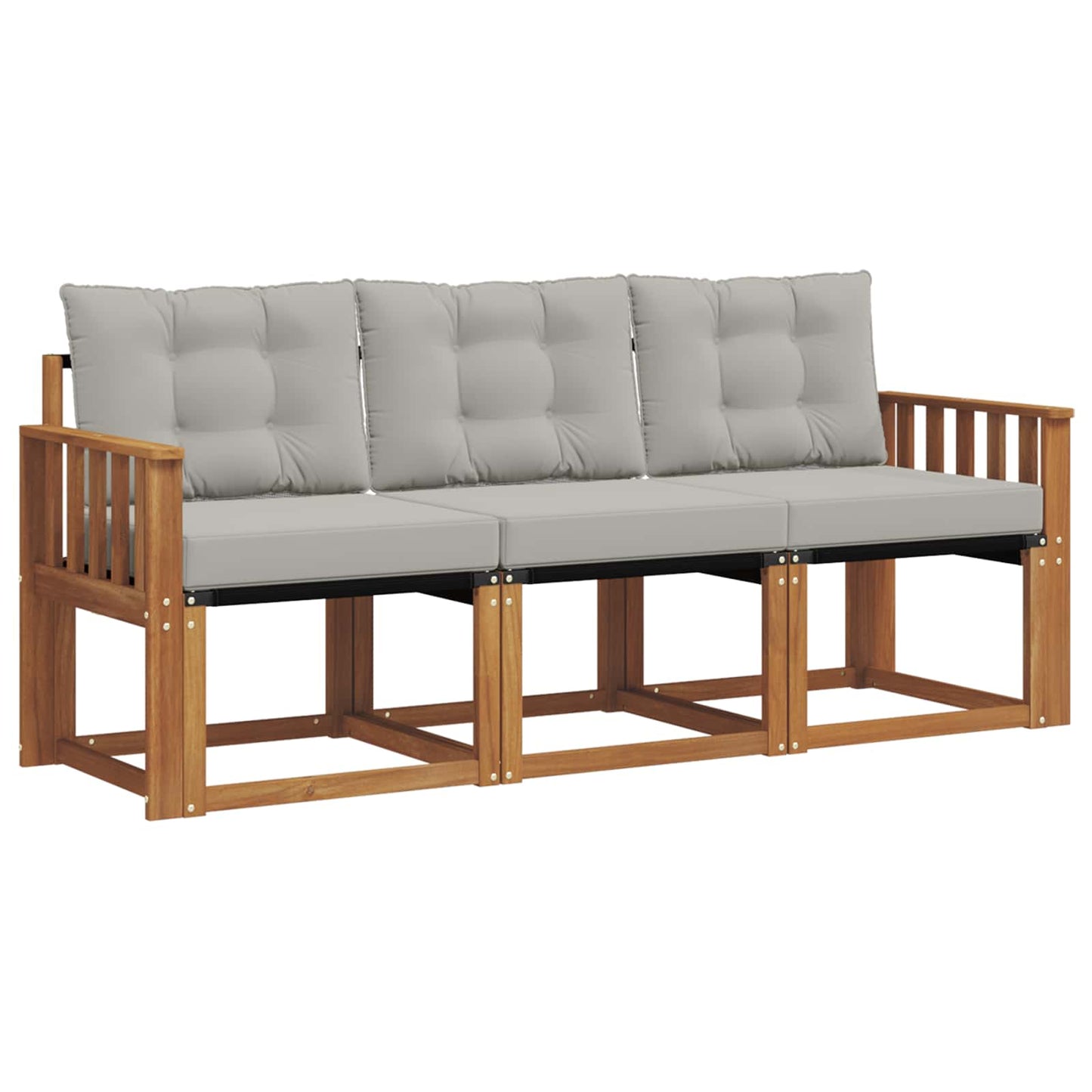 Buiten bankenset met kussen 3 pcs Natuurlijk en Lichtgrijs is nu te koop bij PeponiXL, paradijselijk wonen!
