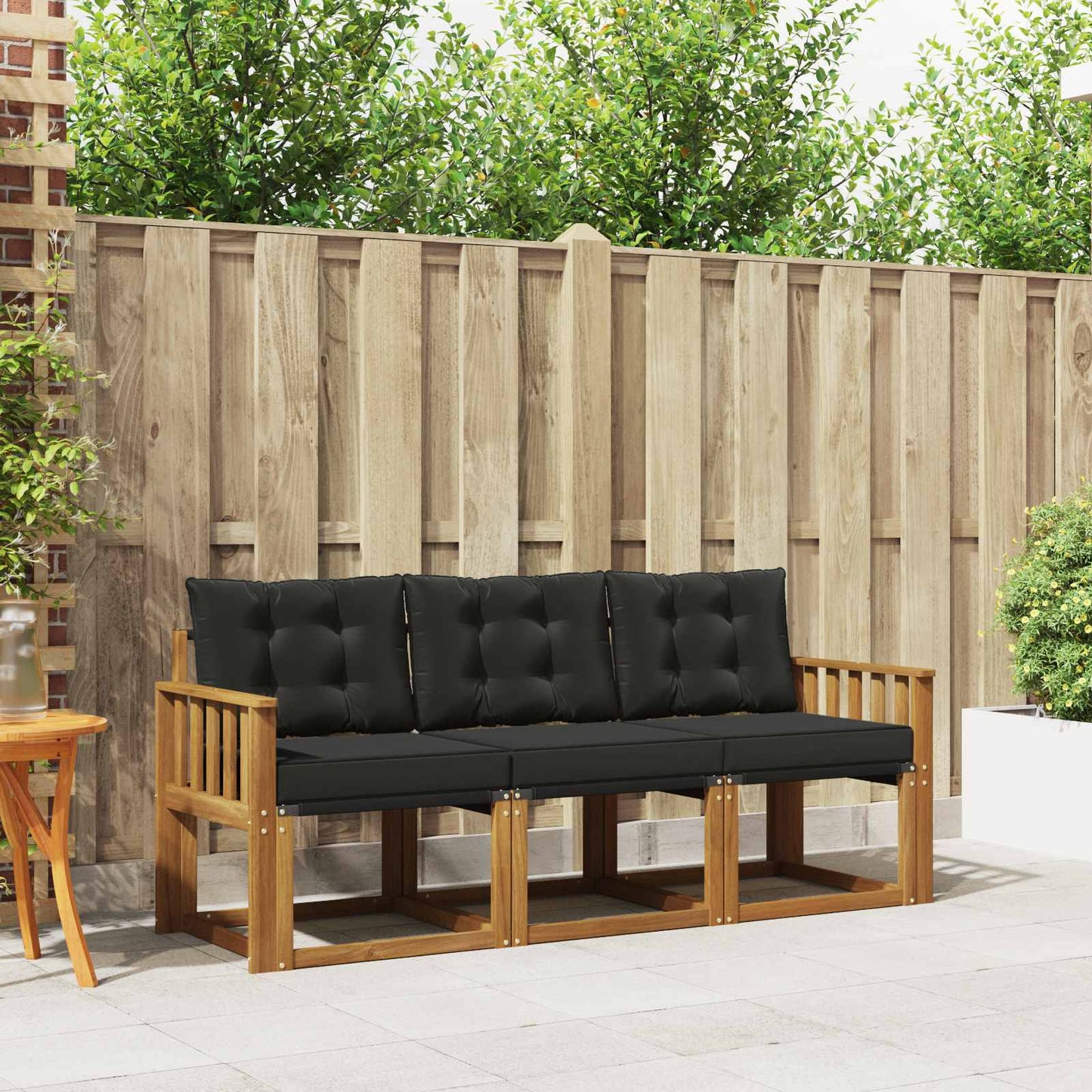 Buiten bankenset met kussen 3 pcs Natuurlijk en Zwart is nu te koop bij PeponiXL, paradijselijk wonen!