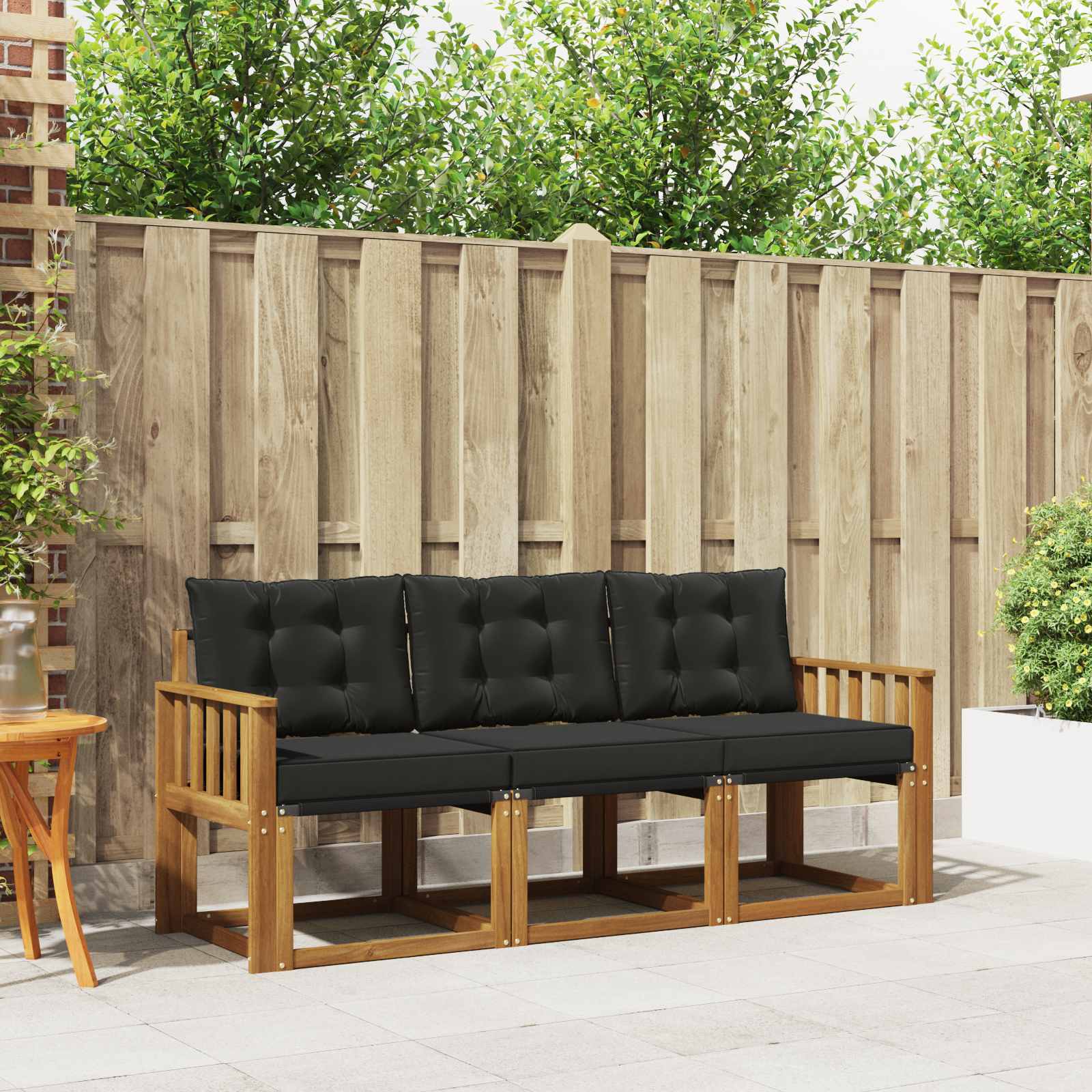 Buiten bankenset met kussen 3 pcs Natuurlijk en Zwart is nu te koop bij PeponiXL, paradijselijk wonen!
