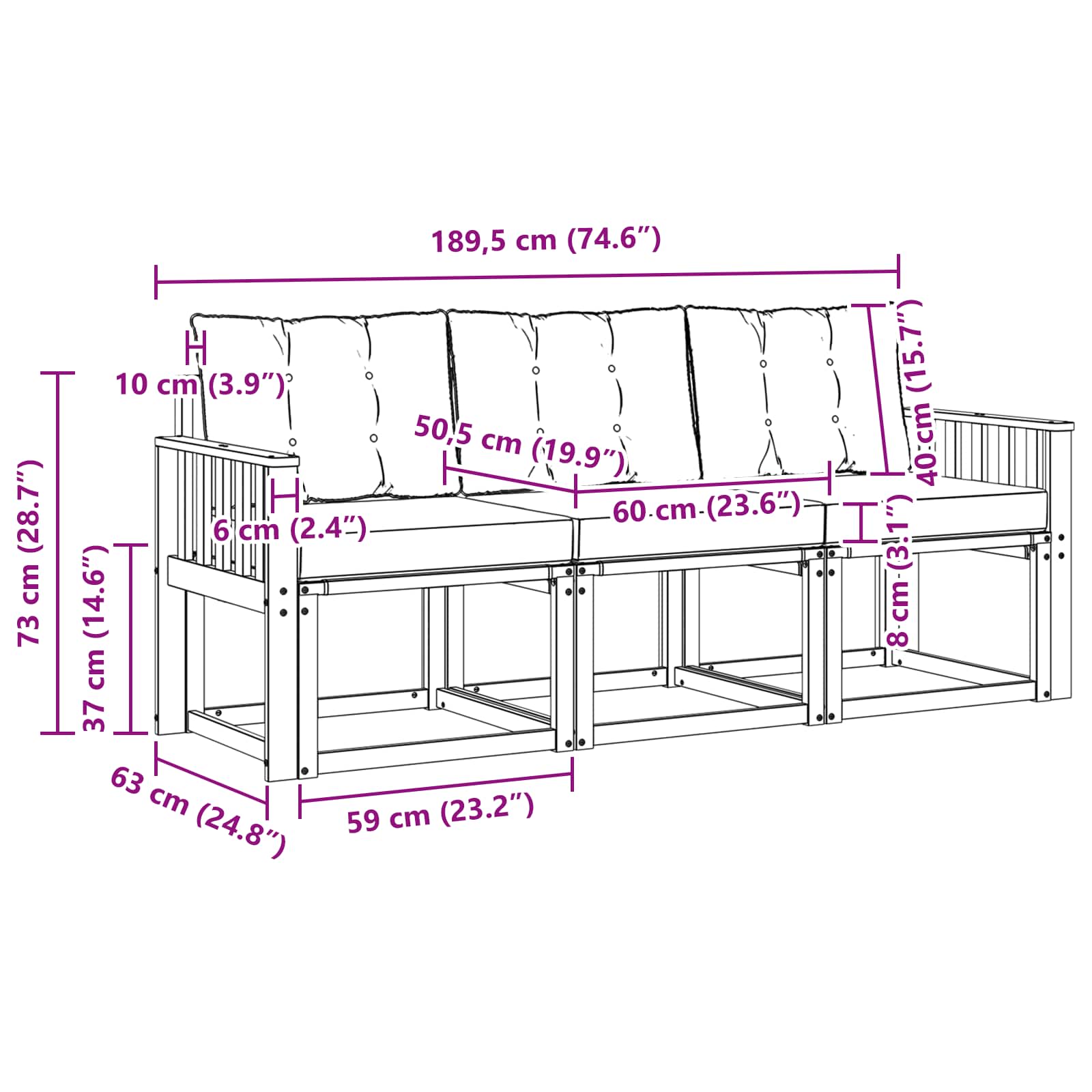 Buiten bankenset met kussen 3 pcs Natuurlijk en Zwart is nu te koop bij PeponiXL, paradijselijk wonen!