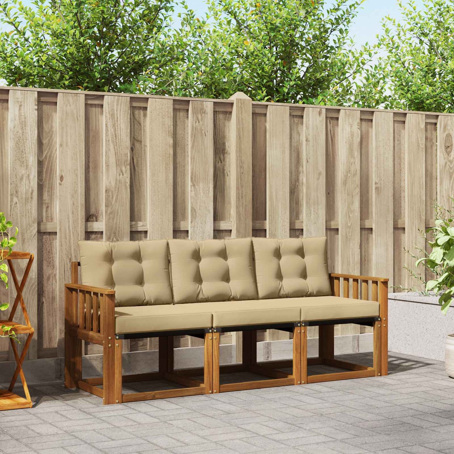 Buiten bankenset met kussen 3 pcs Natuurlijk en Beige is nu te koop bij PeponiXL, paradijselijk wonen!