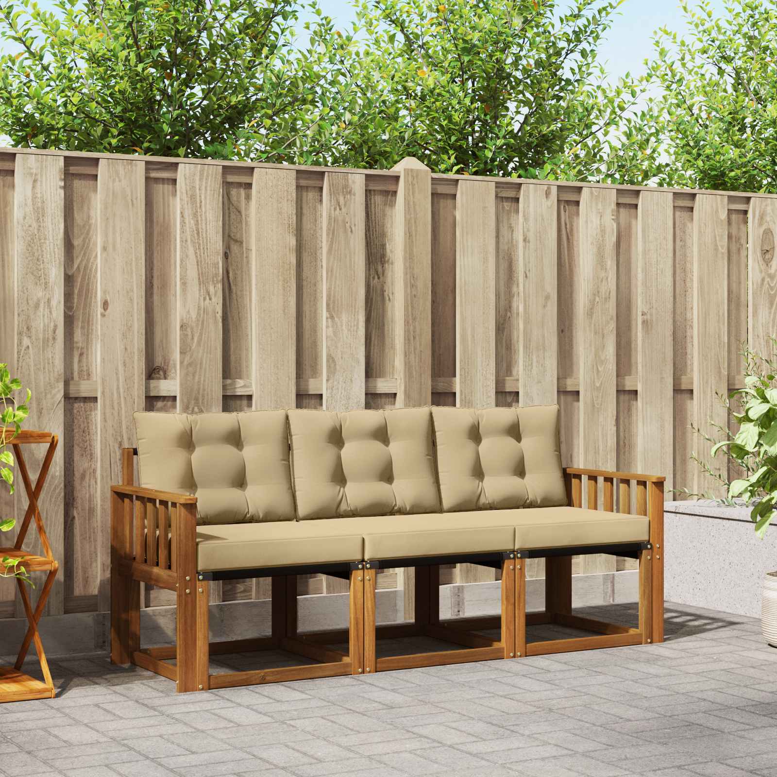 Buiten bankenset met kussen 3 pcs Natuurlijk en Beige is nu te koop bij PeponiXL, paradijselijk wonen!