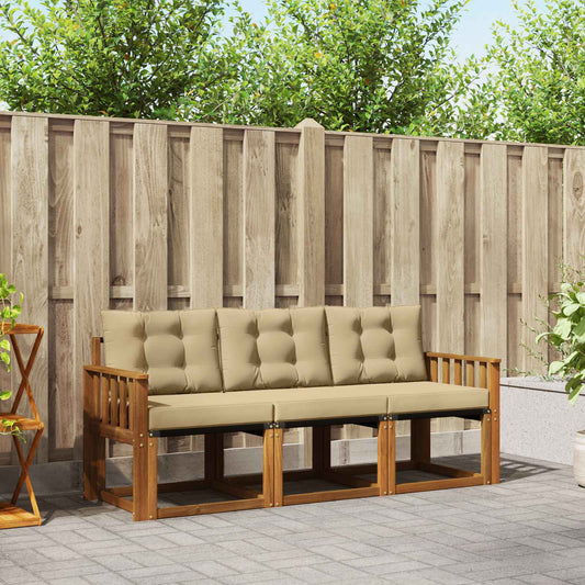 Buiten bankenset met kussen 3 pcs Natuurlijk en Beige is nu te koop bij PeponiXL, paradijselijk wonen!