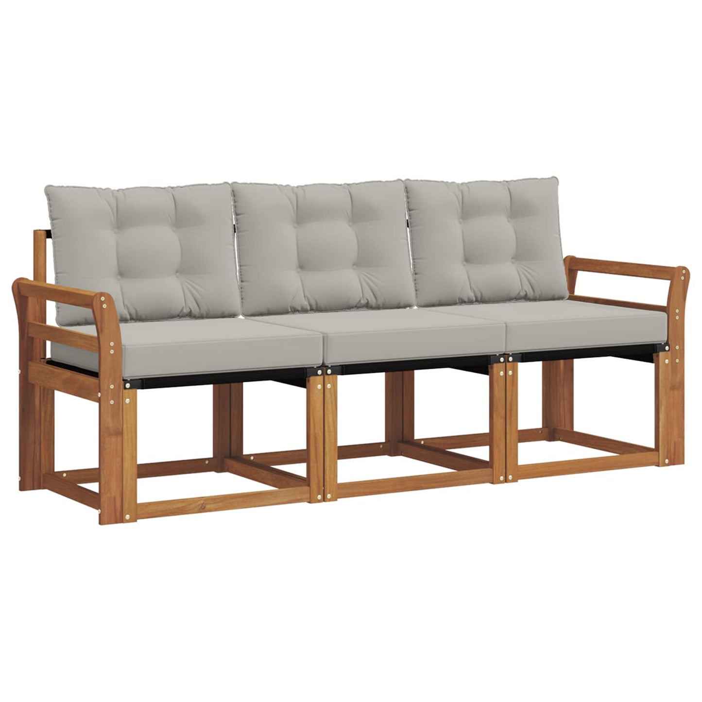 Buiten bankenset met kussen 3 pcs Natuurlijk en Lichtgrijs is nu te koop bij PeponiXL, paradijselijk wonen!