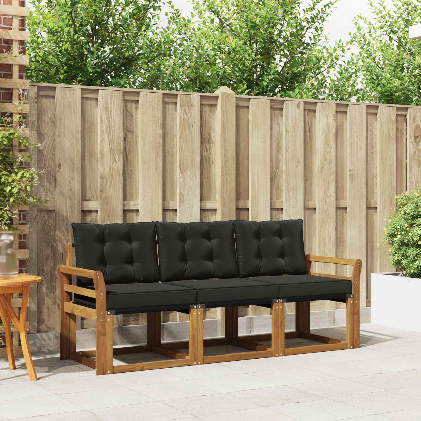 Buiten bankenset met kussen 3 pcs Natuurlijk en Zwart is nu te koop bij PeponiXL, paradijselijk wonen!