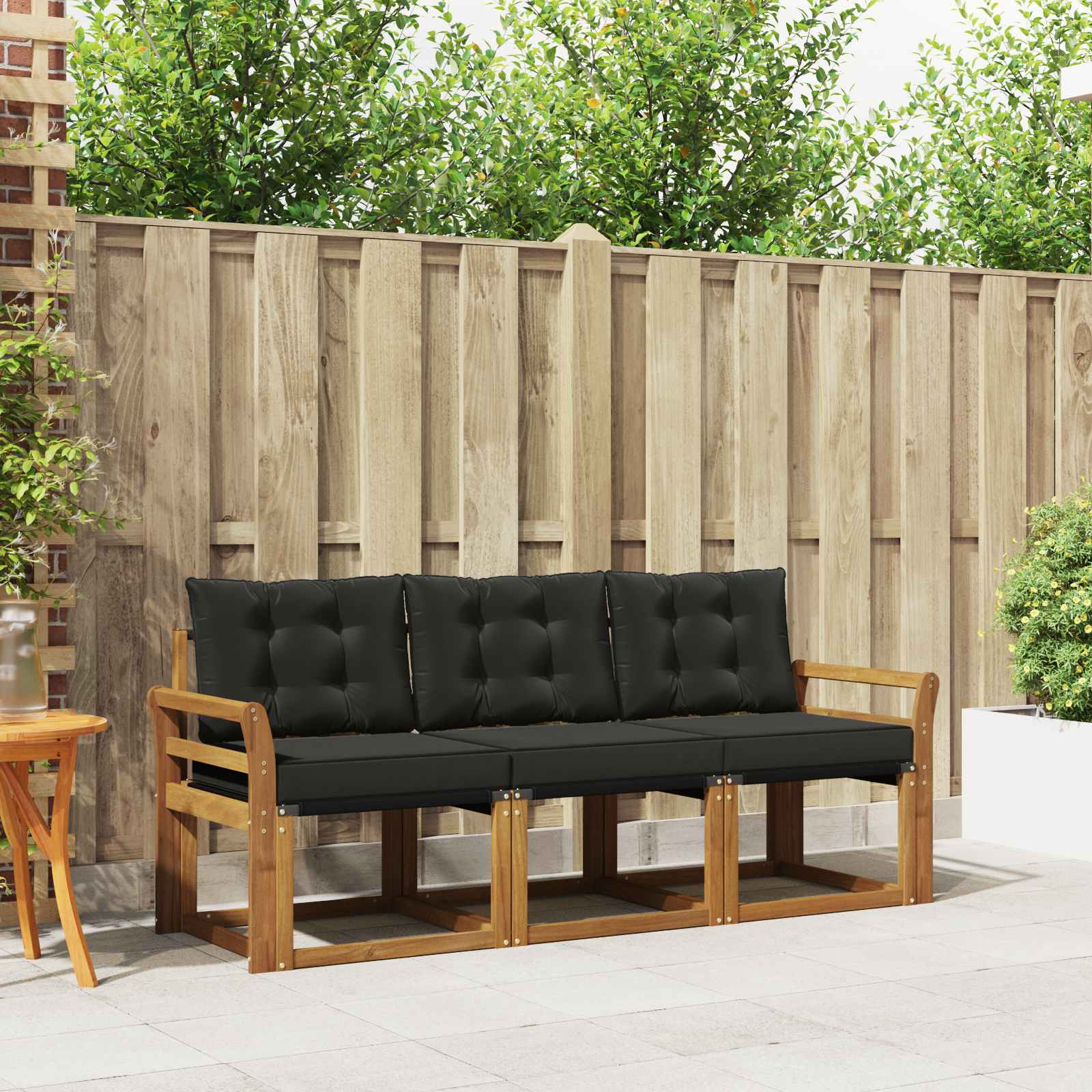 Buiten bankenset met kussen 3 pcs Natuurlijk en Zwart is nu te koop bij PeponiXL, paradijselijk wonen!
