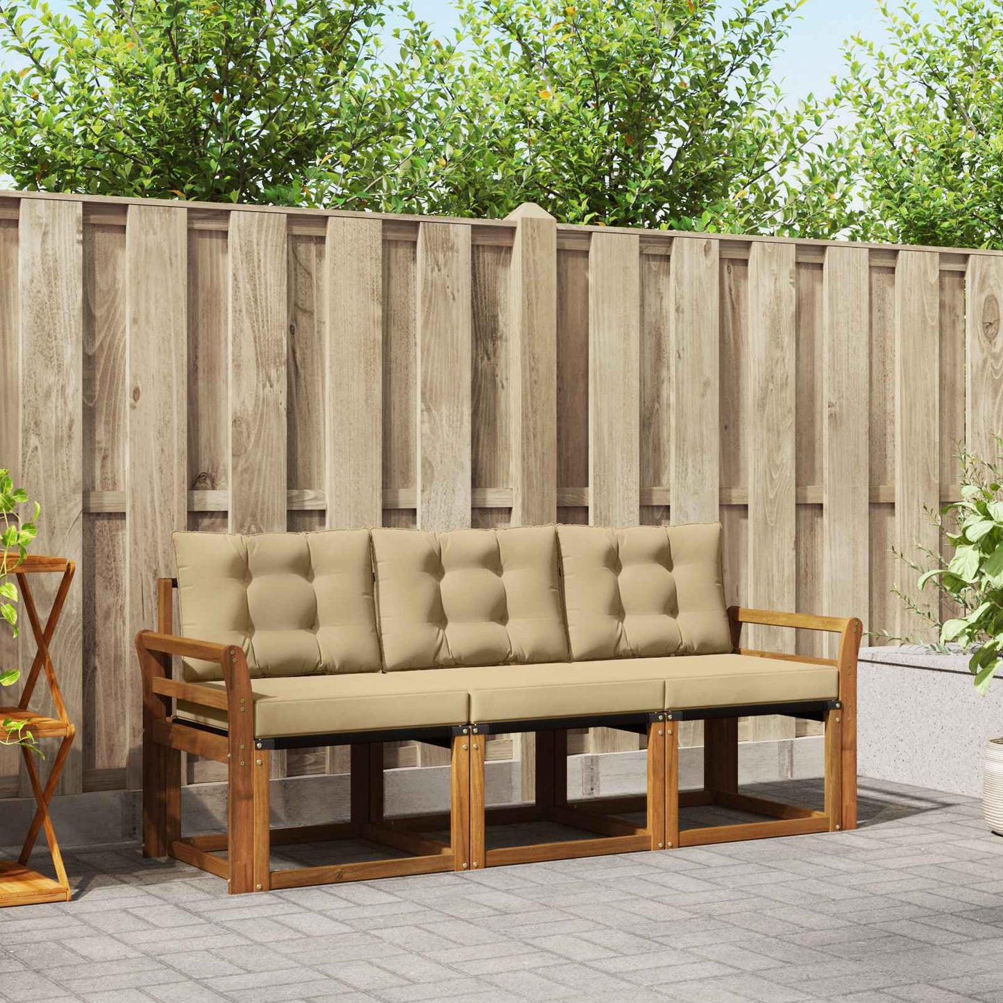 Buiten bankenset met kussen 3 pcs Natuurlijk en Beige is nu te koop bij PeponiXL, paradijselijk wonen!