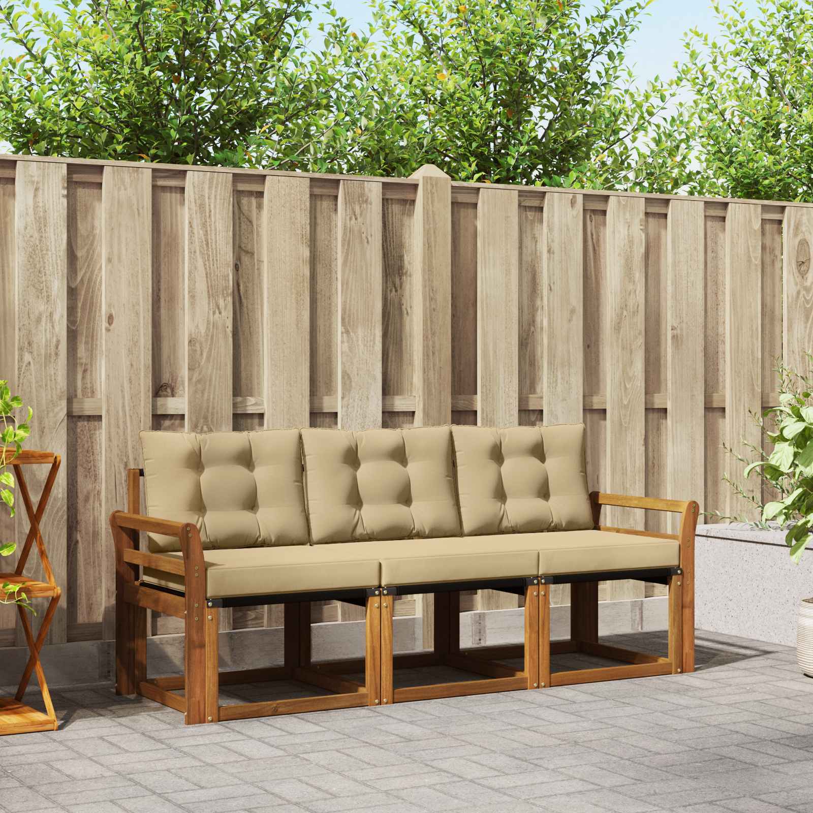 Buiten bankenset met kussen 3 pcs Natuurlijk en Beige is nu te koop bij PeponiXL, paradijselijk wonen!