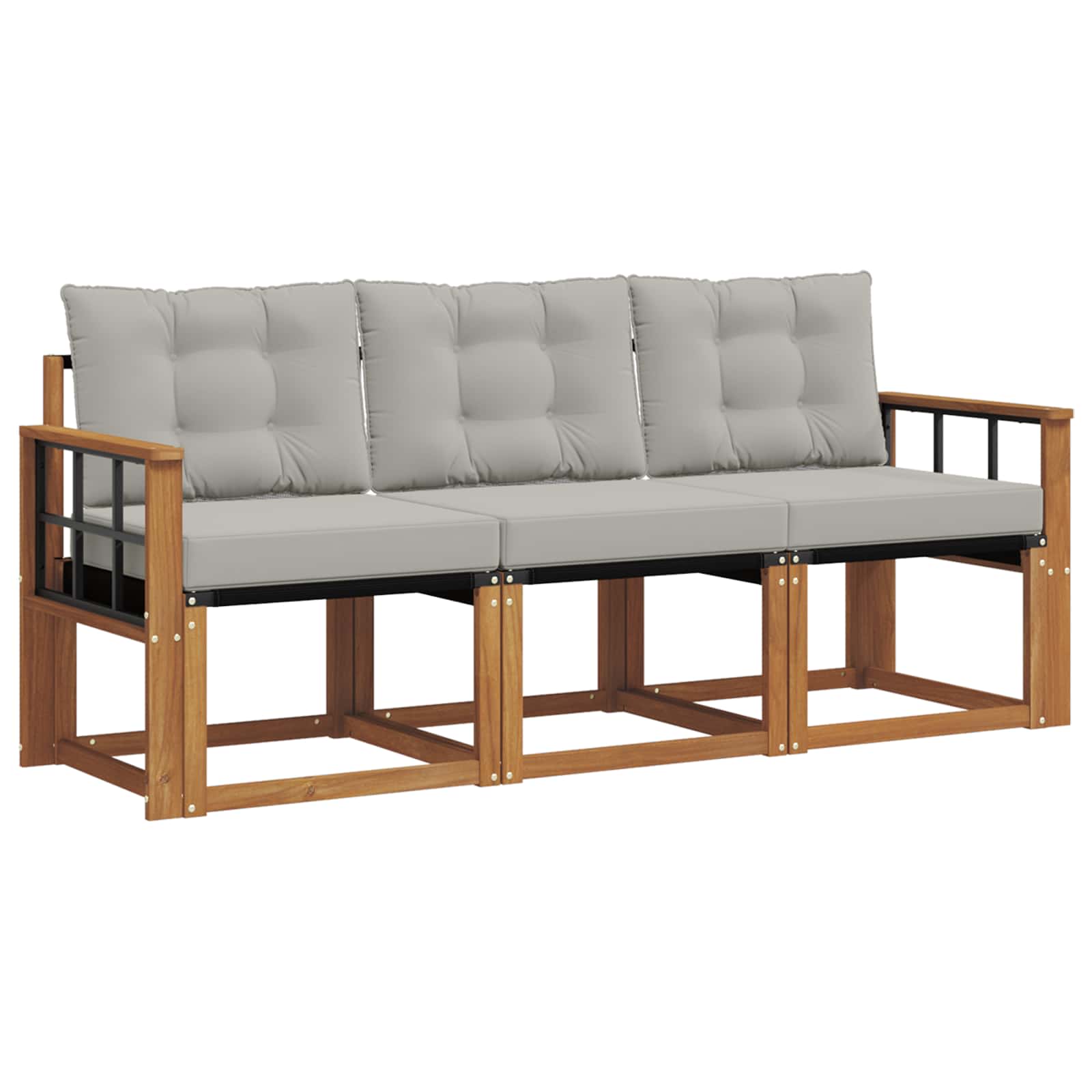 Buiten bankenset met kussen 3 pcs Natuurlijk en Lichtgrijs is nu te koop bij PeponiXL, paradijselijk wonen!