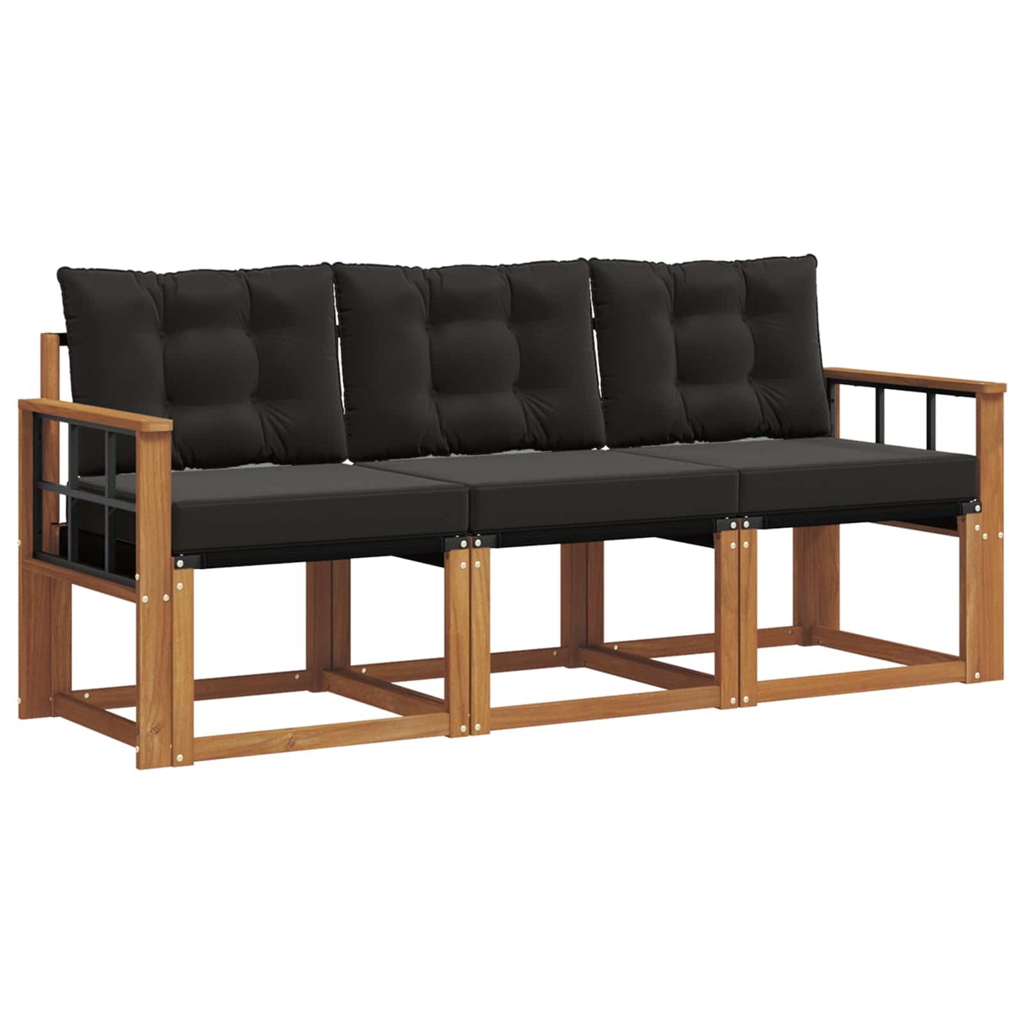 Buiten bankenset met kussen 3 pcs Natuurlijk en Zwart is nu te koop bij PeponiXL, paradijselijk wonen!