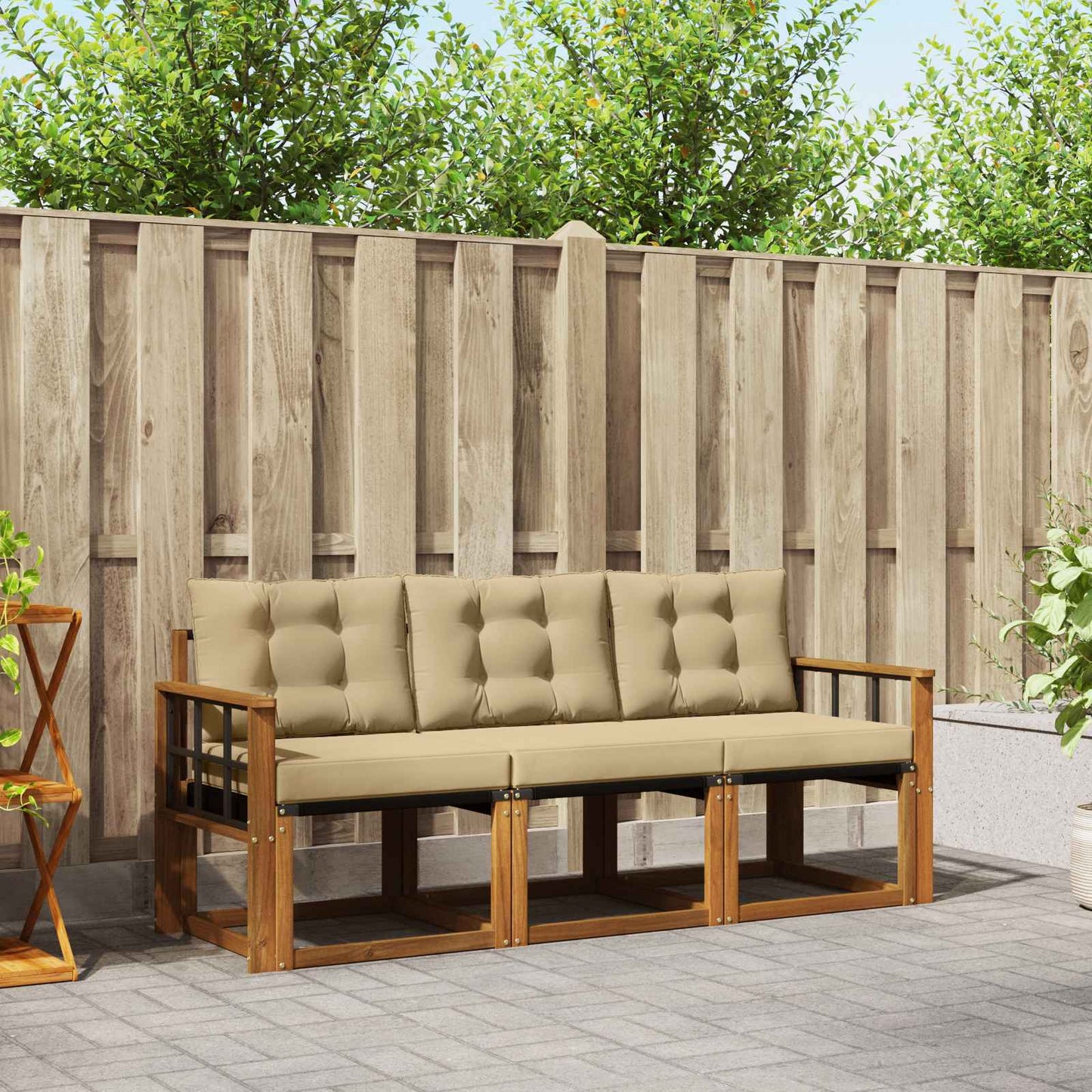Buiten bankenset met kussen 3 pcs Natuurlijk en Beige is nu te koop bij PeponiXL, paradijselijk wonen!