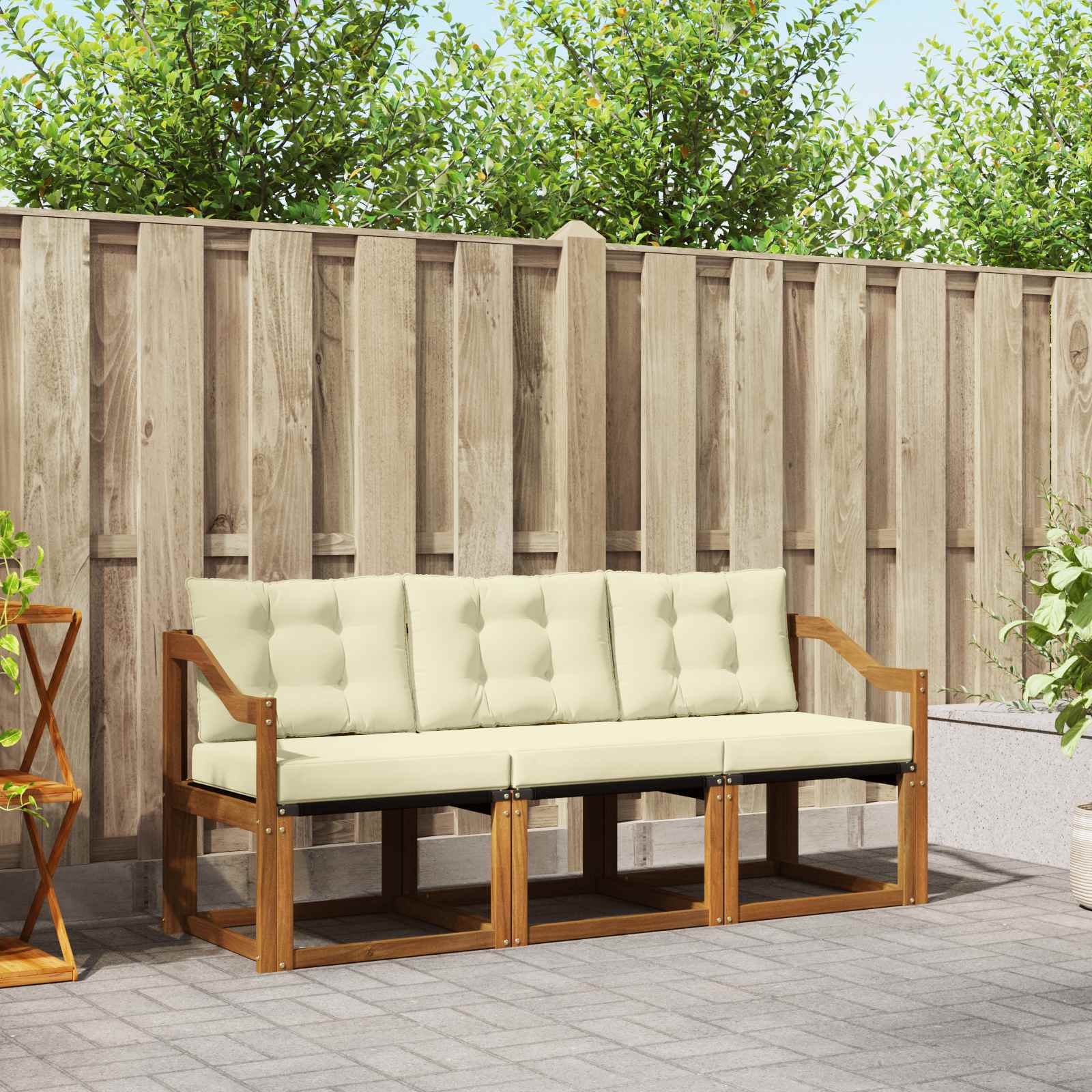 Buiten bankenset met kussen 3 pcs Natuurlijk en Crème is nu te koop bij PeponiXL, paradijselijk wonen!