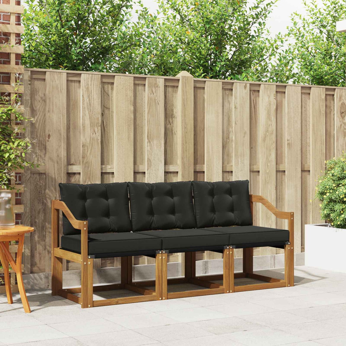 Buiten bankenset met kussen 3 pcs Natuurlijk en Zwart is nu te koop bij PeponiXL, paradijselijk wonen!