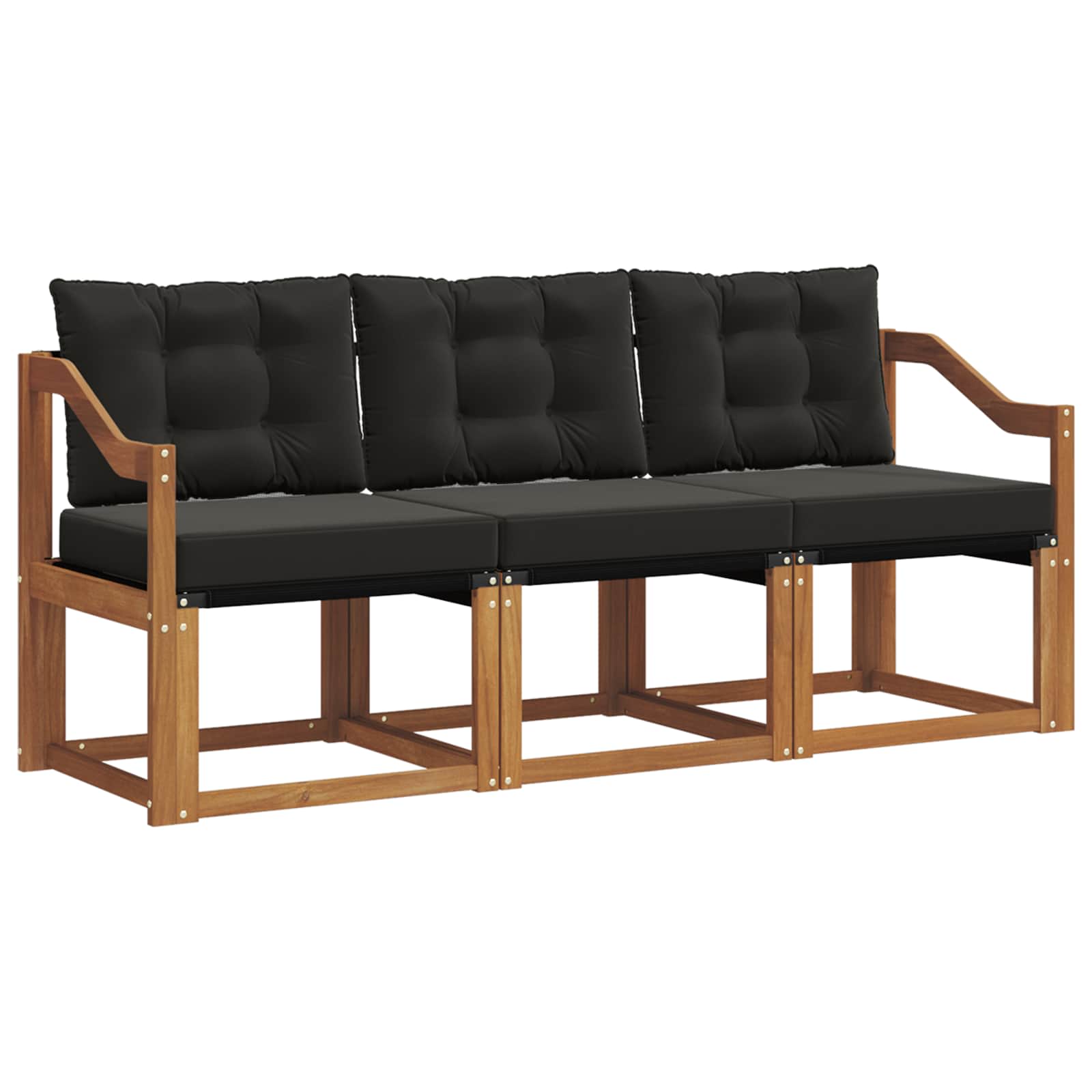 Buiten bankenset met kussen 3 pcs Natuurlijk en Zwart is nu te koop bij PeponiXL, paradijselijk wonen!