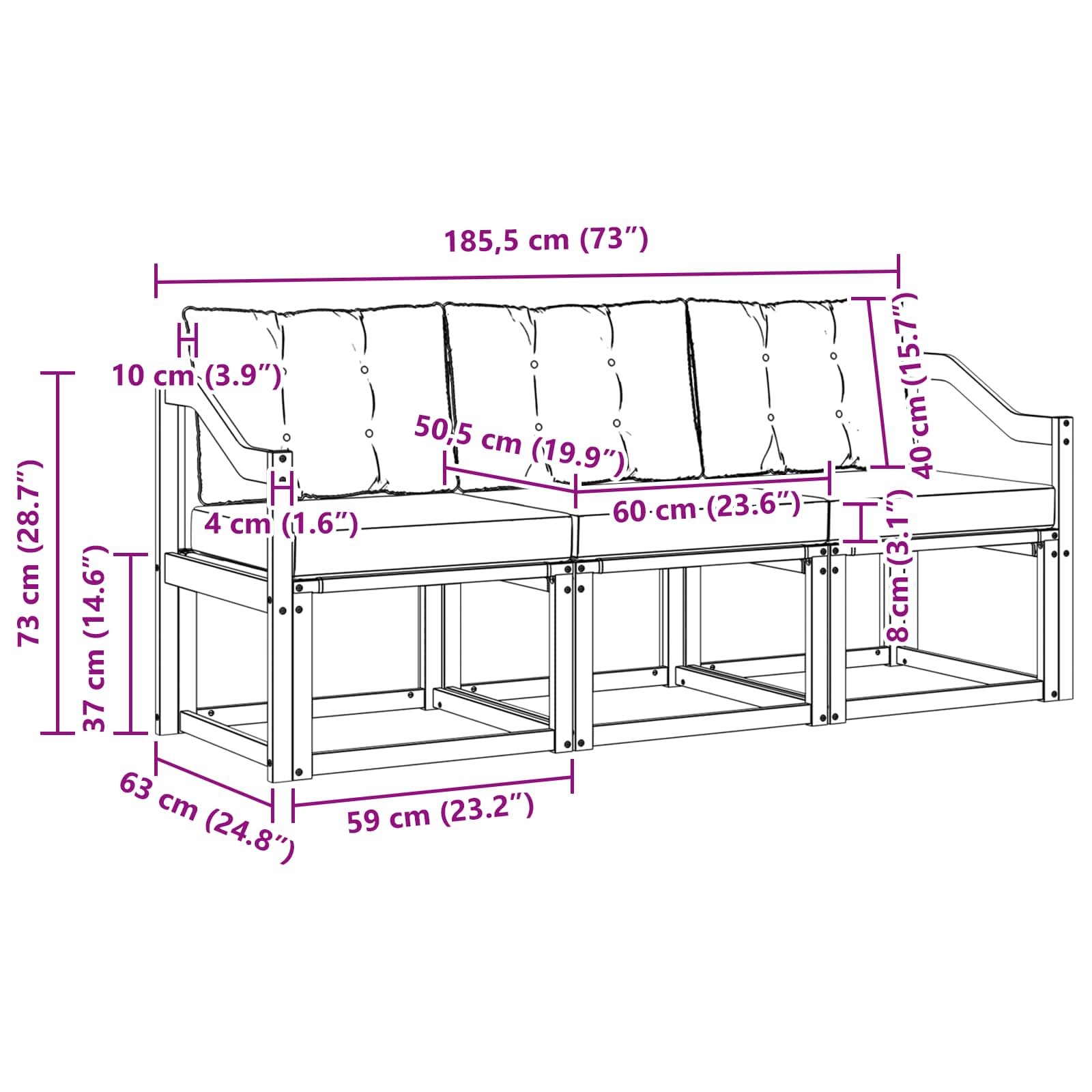 Buiten bankenset met kussen 3 pcs Natuurlijk en Zwart is nu te koop bij PeponiXL, paradijselijk wonen!
