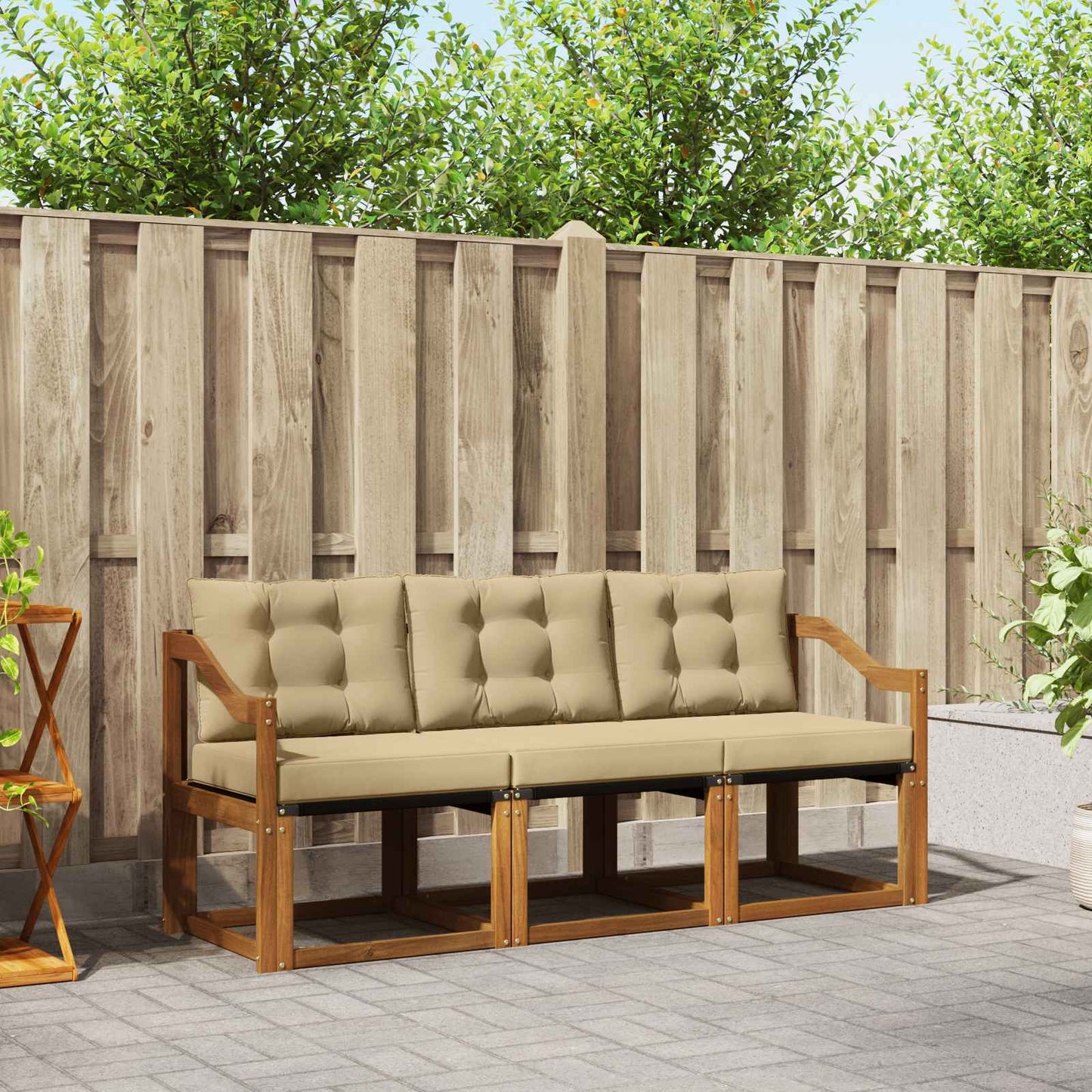 Buiten bankenset met kussen 3 pcs Natuurlijk en Beige is nu te koop bij PeponiXL, paradijselijk wonen!