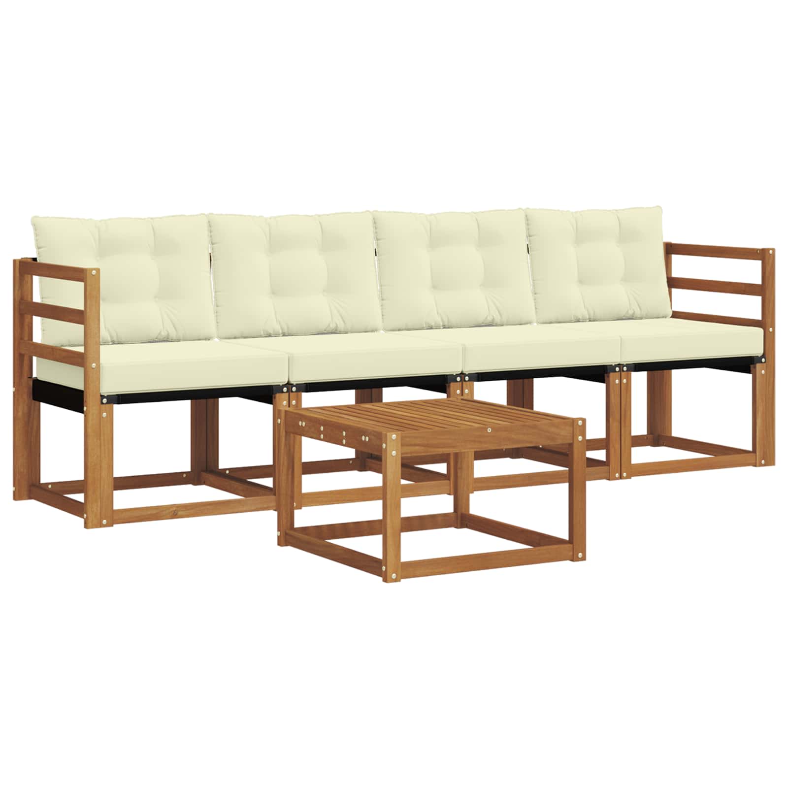Buiten bankenset met kussen 5 pcs Natuurlijk en Crème is nu te koop bij PeponiXL, paradijselijk wonen!