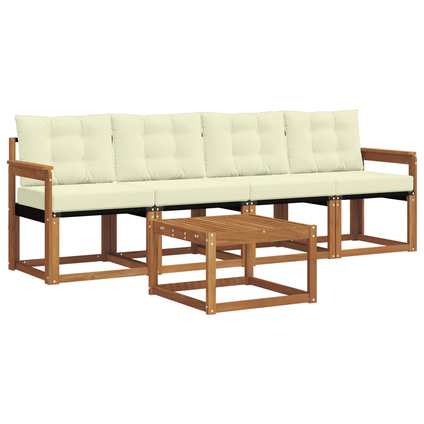 Buiten bankenset met kussen 5 pcs Natuurlijk en Crème is nu te koop bij PeponiXL, paradijselijk wonen!
