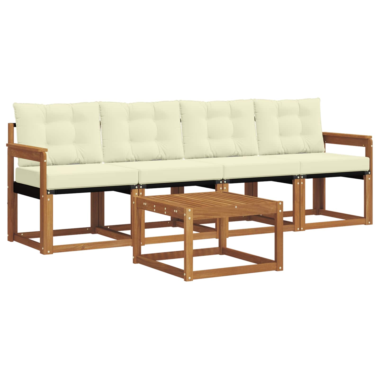 Buiten bankenset met kussen 5 pcs Natuurlijk en Crème is nu te koop bij PeponiXL, paradijselijk wonen!