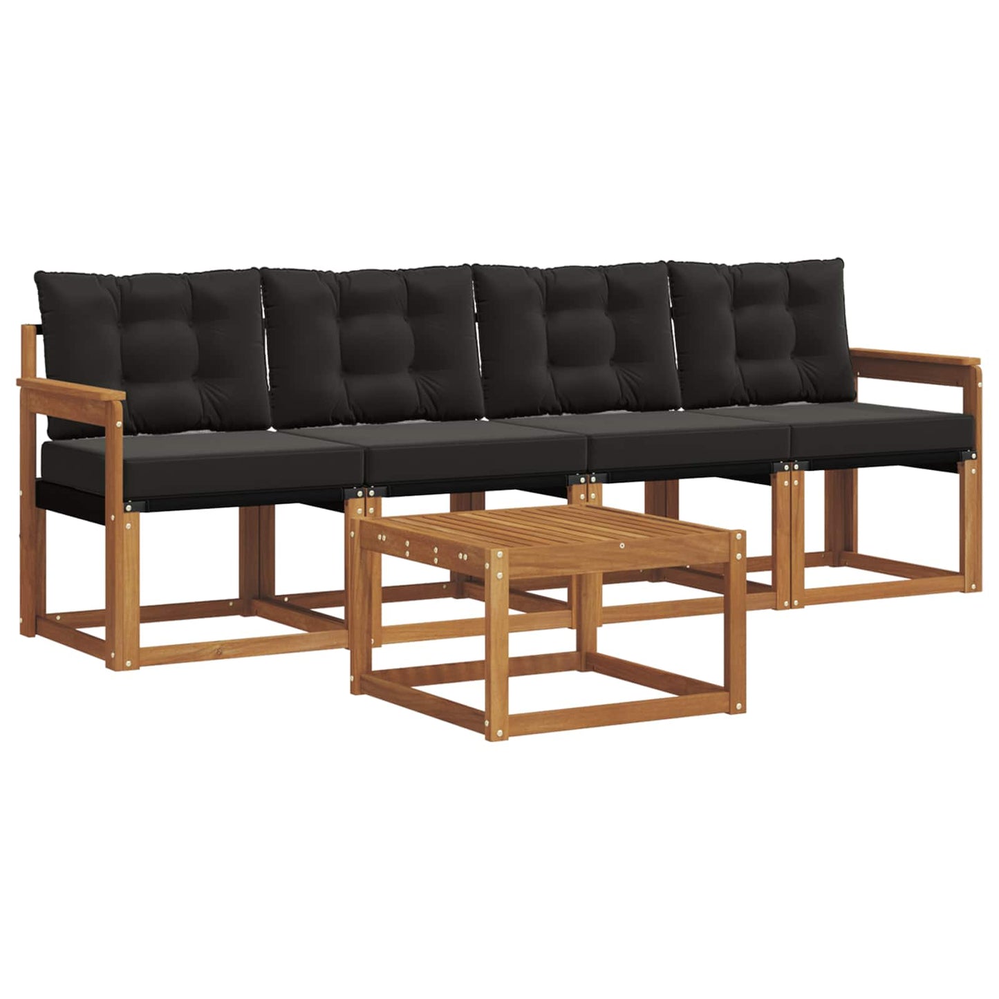 Buiten bankenset met kussen 5 pcs Natuurlijk en Zwart is nu te koop bij PeponiXL, paradijselijk wonen!
