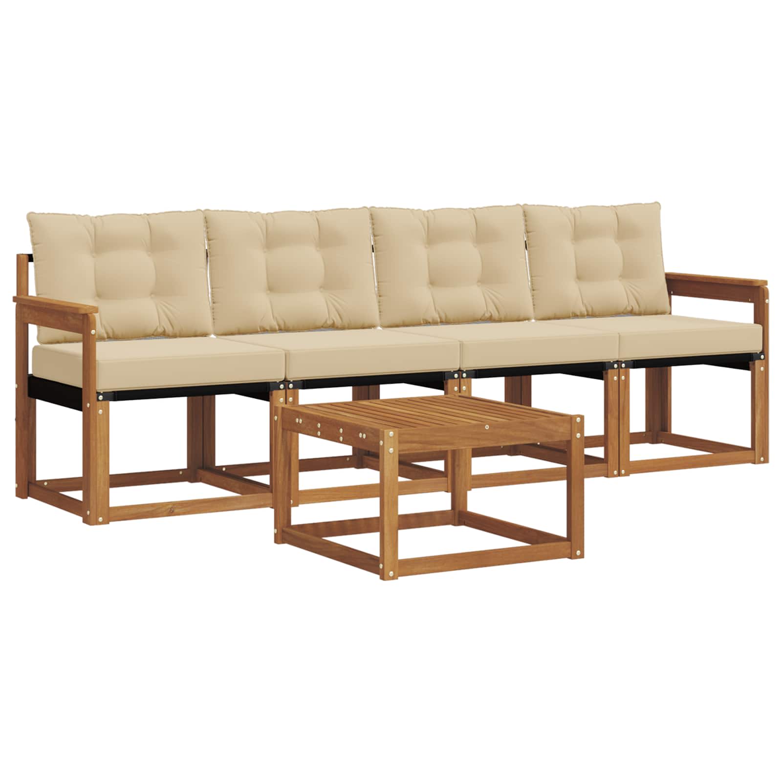 Buiten bankenset met kussen 5 pcs Natuurlijk en Beige is nu te koop bij PeponiXL, paradijselijk wonen!
