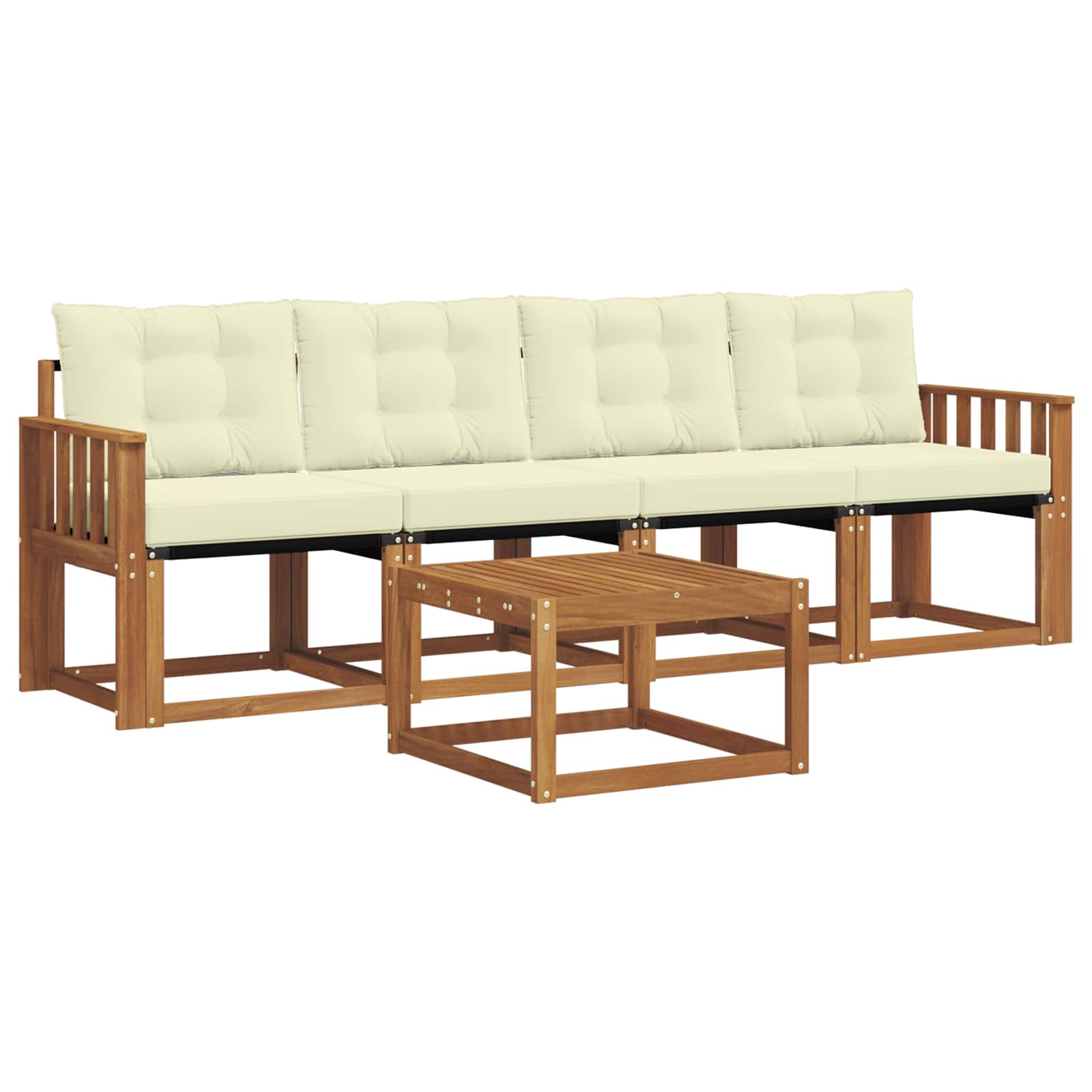 Buiten bankenset met kussen 5 pcs Natuurlijk en Crème is nu te koop bij PeponiXL, paradijselijk wonen!