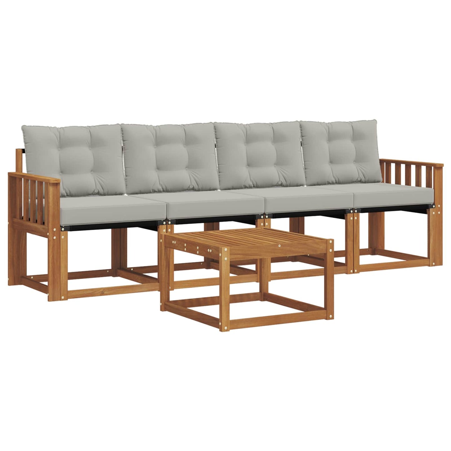 Buiten bankenset met kussen 5 pcs Natuurlijk en Lichtgrijs is nu te koop bij PeponiXL, paradijselijk wonen!