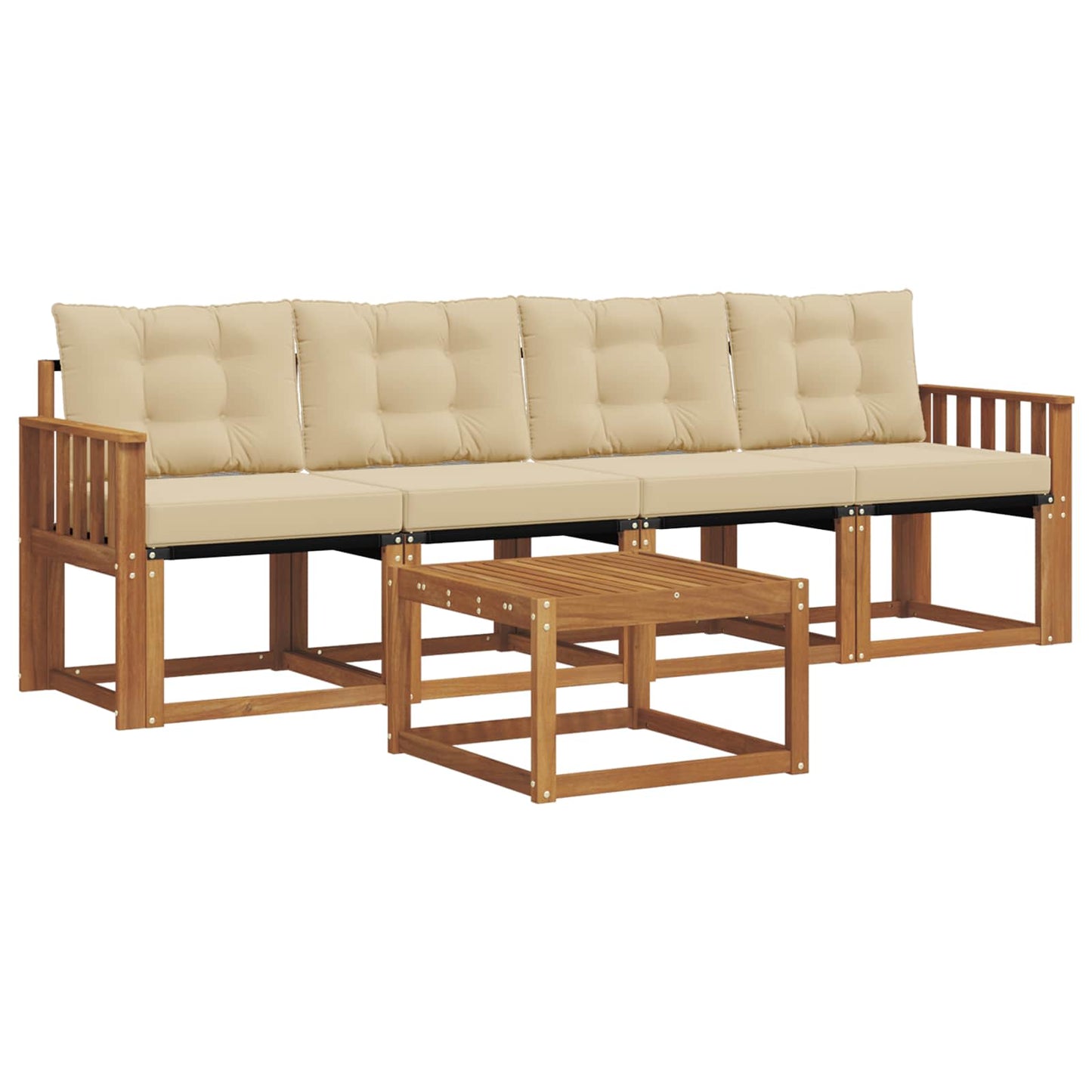 Buiten bankenset met kussen 5 pcs Natuurlijk en Beige is nu te koop bij PeponiXL, paradijselijk wonen!