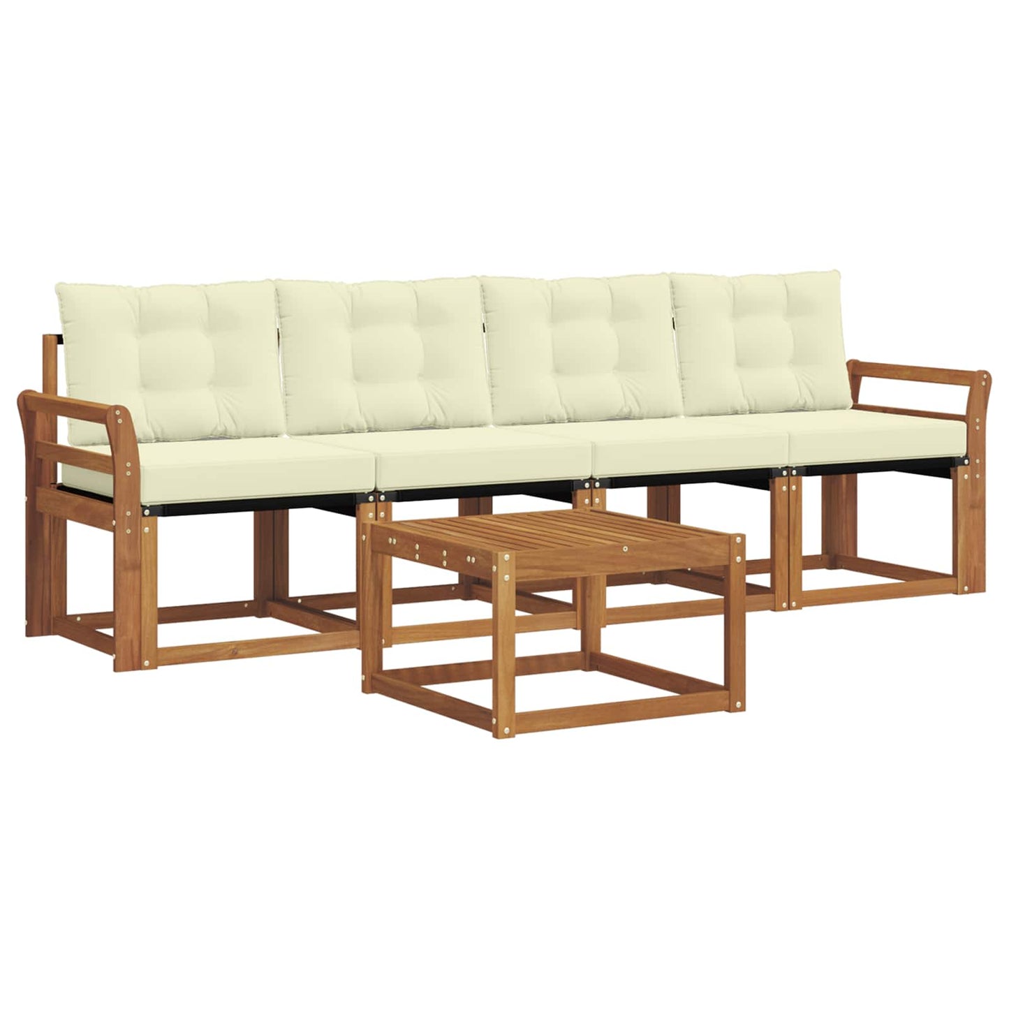 Buiten bankenset met kussen 5 pcs Natuurlijk en Crème is nu te koop bij PeponiXL, paradijselijk wonen!