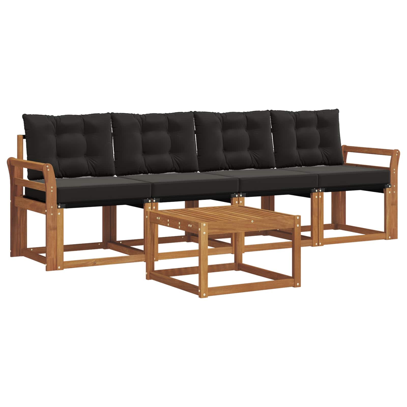 Buiten bankenset met kussen 5 pcs Natuurlijk en Zwart is nu te koop bij PeponiXL, paradijselijk wonen!