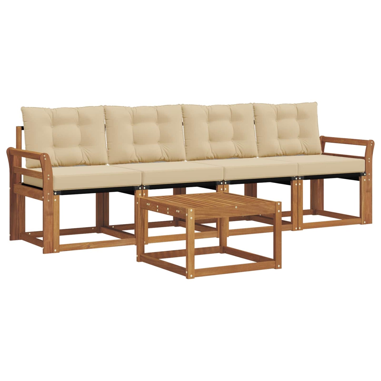 Buiten bankenset met kussen 5 pcs Natuurlijk en Beige is nu te koop bij PeponiXL, paradijselijk wonen!