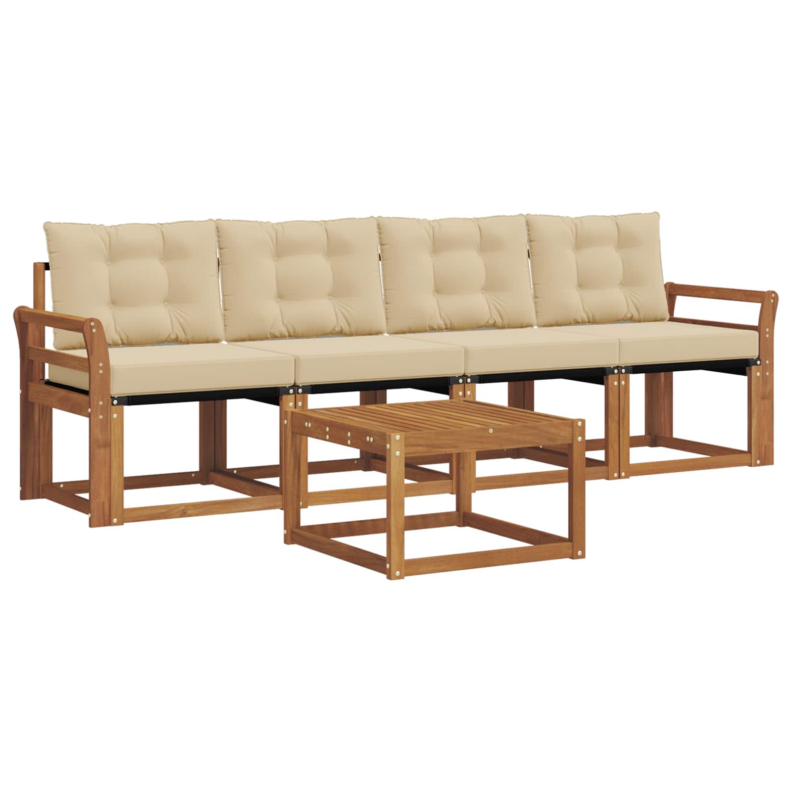 Buiten bankenset met kussen 5 pcs Natuurlijk en Beige is nu te koop bij PeponiXL, paradijselijk wonen!