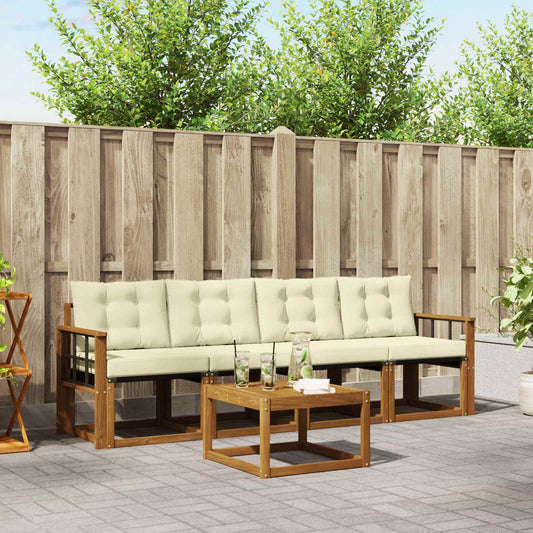 Buiten bankenset met kussen 5 pcs Natuurlijk en Crème is nu te koop bij PeponiXL, paradijselijk wonen!