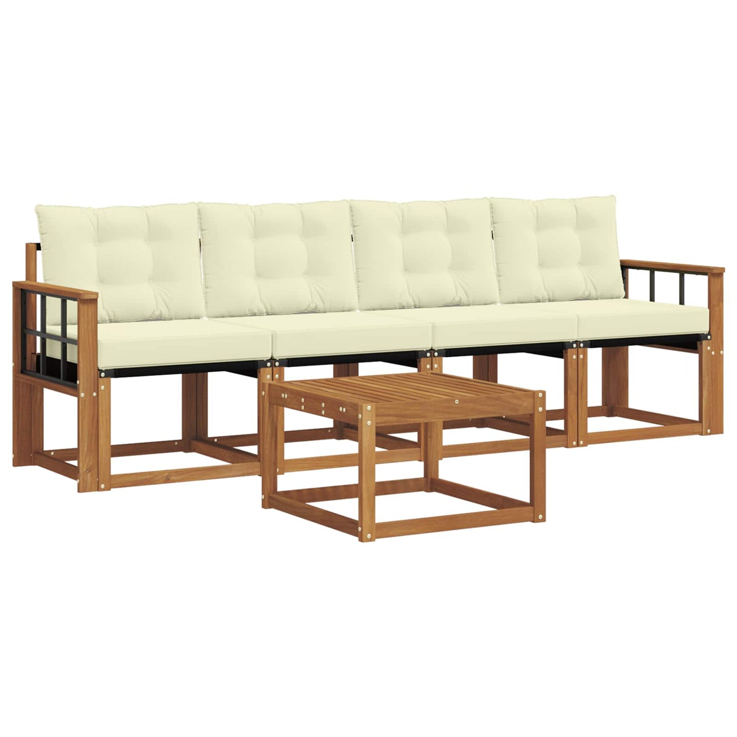 Buiten bankenset met kussen 5 pcs Natuurlijk en Crème is nu te koop bij PeponiXL, paradijselijk wonen!